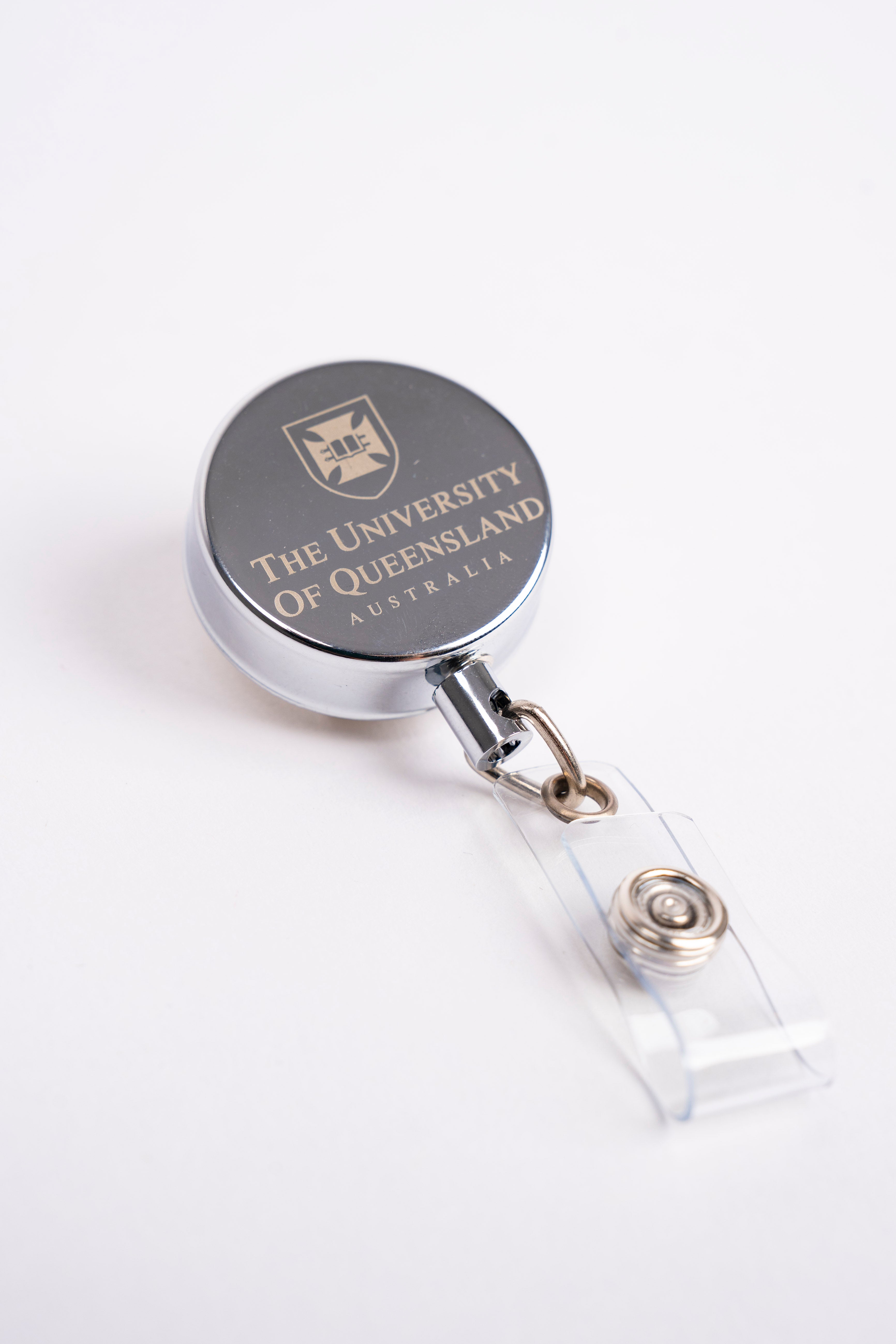 UQ Shield Metal Zip Pull Badge Holder