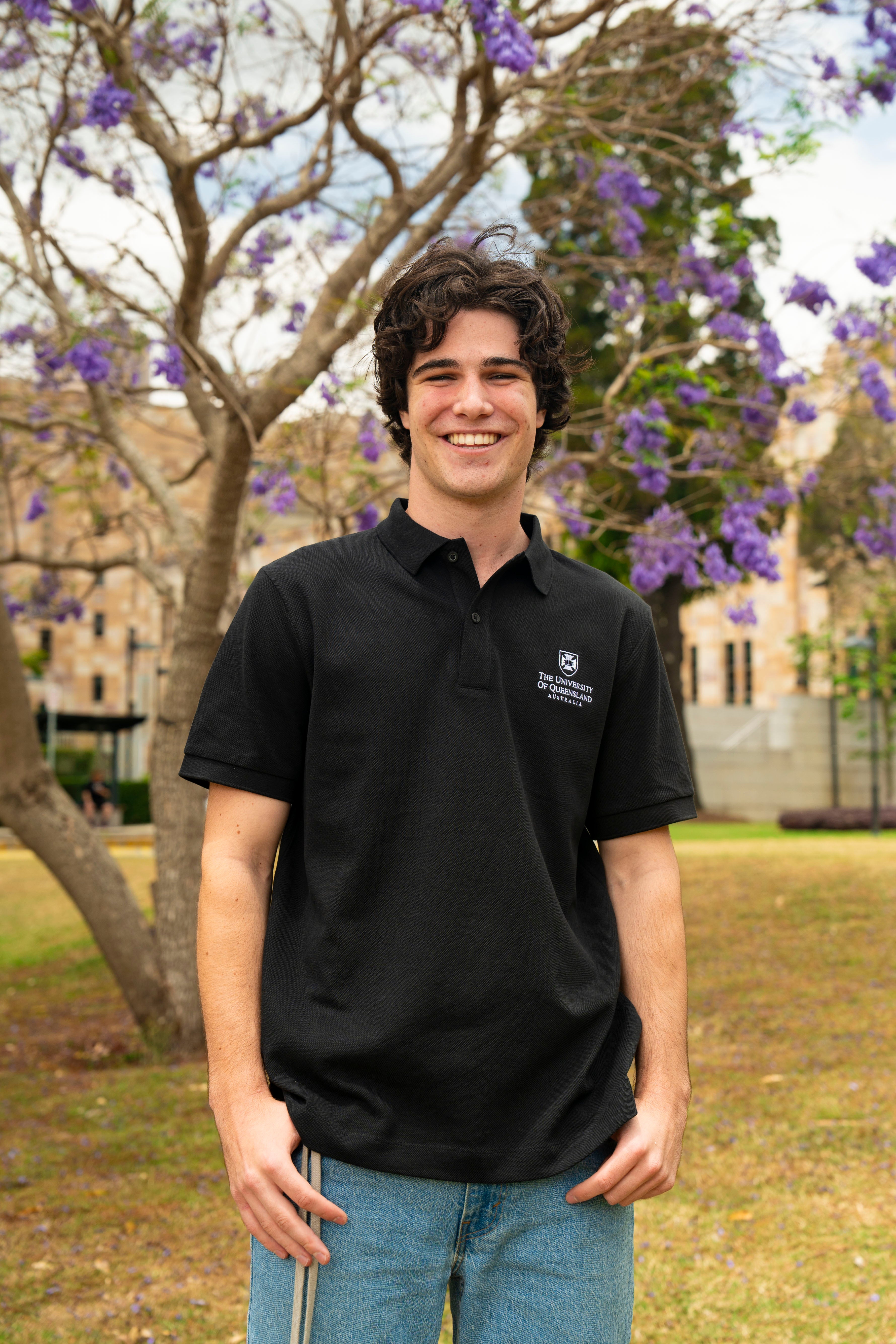 UQ Shield Mens Polo - Black