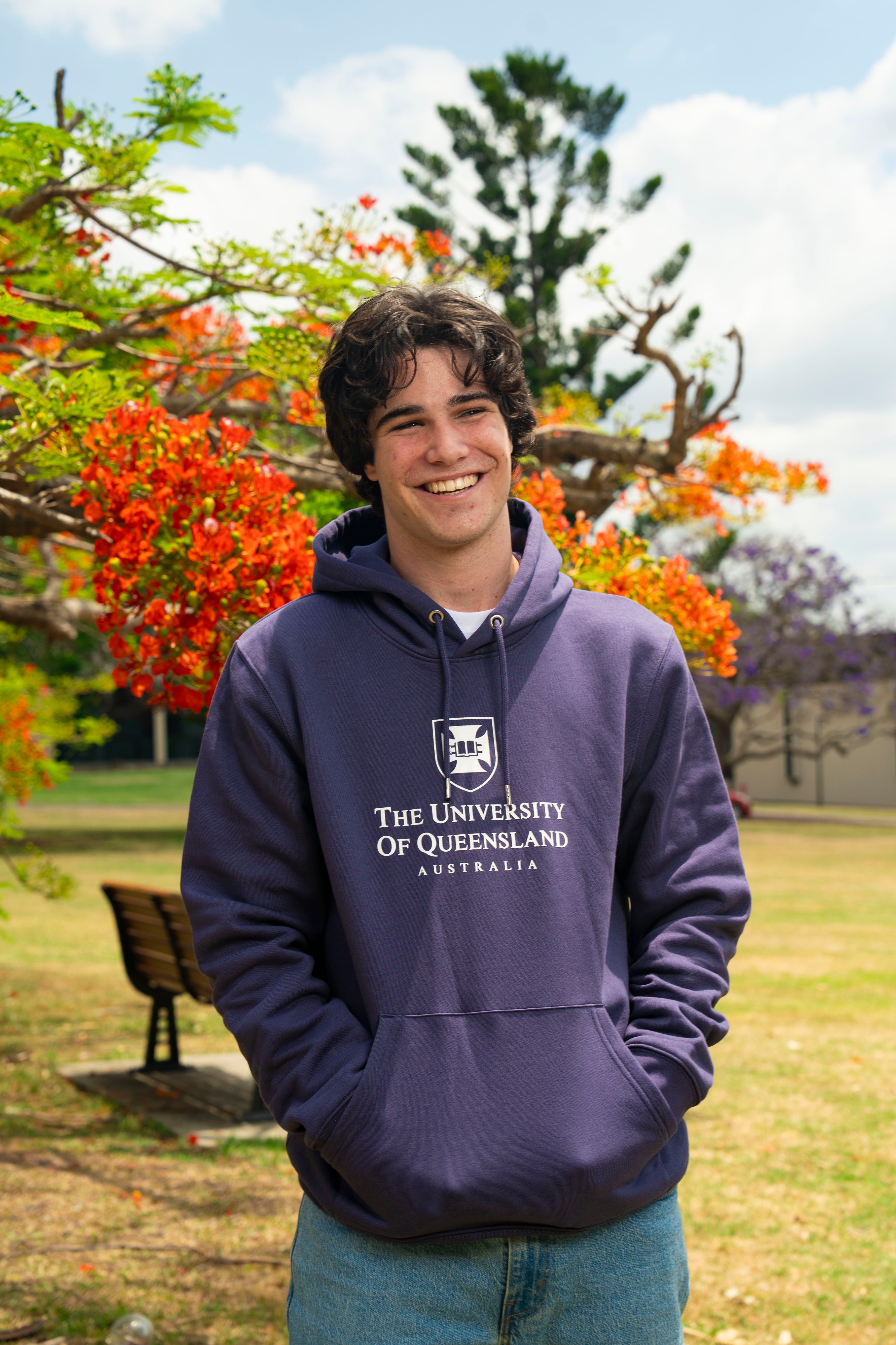 UQ Shield Unisex Hoodie - Purple - Big Logo