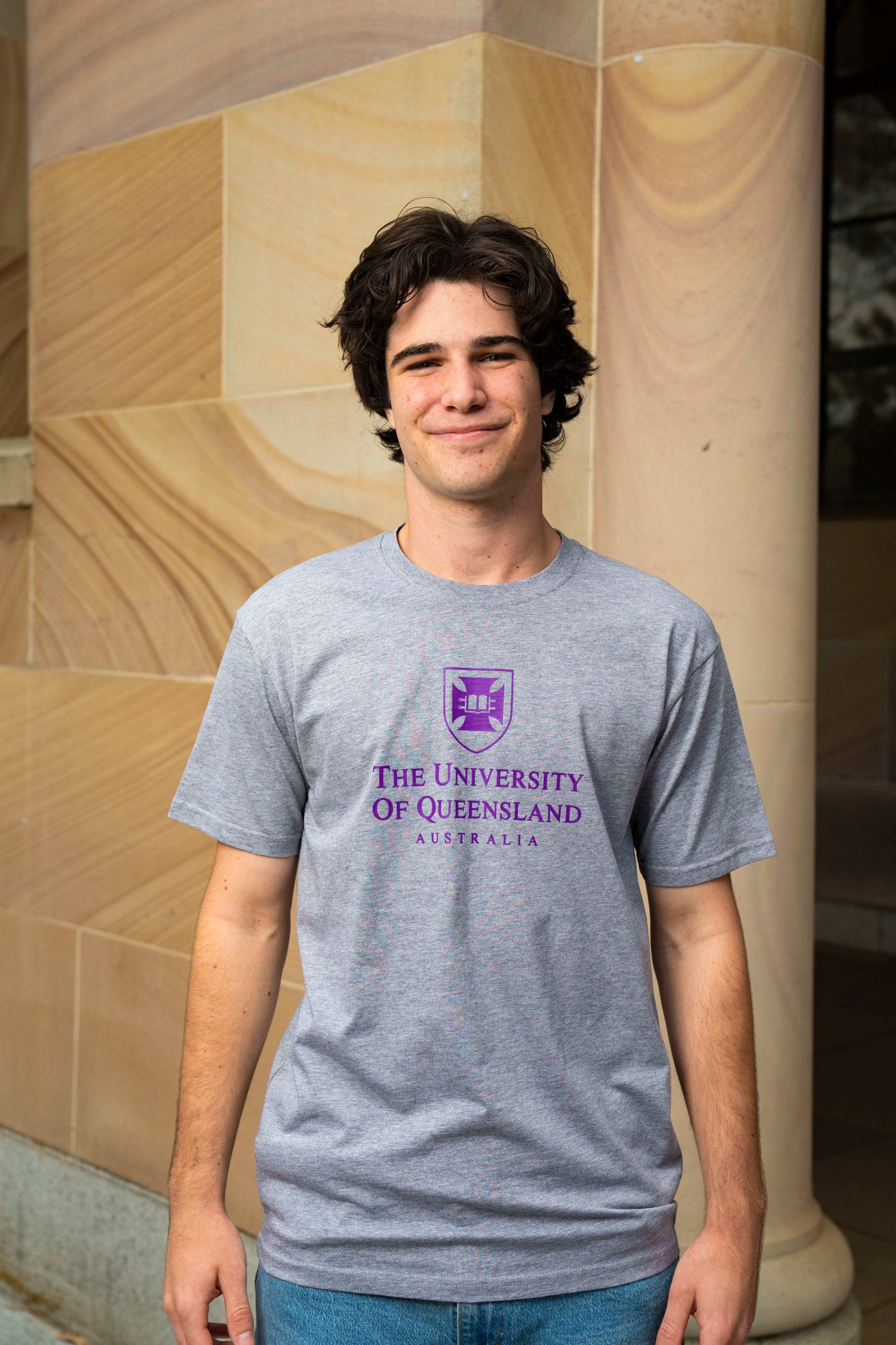 UQ Shield Unisex Tee - Grey/Purple