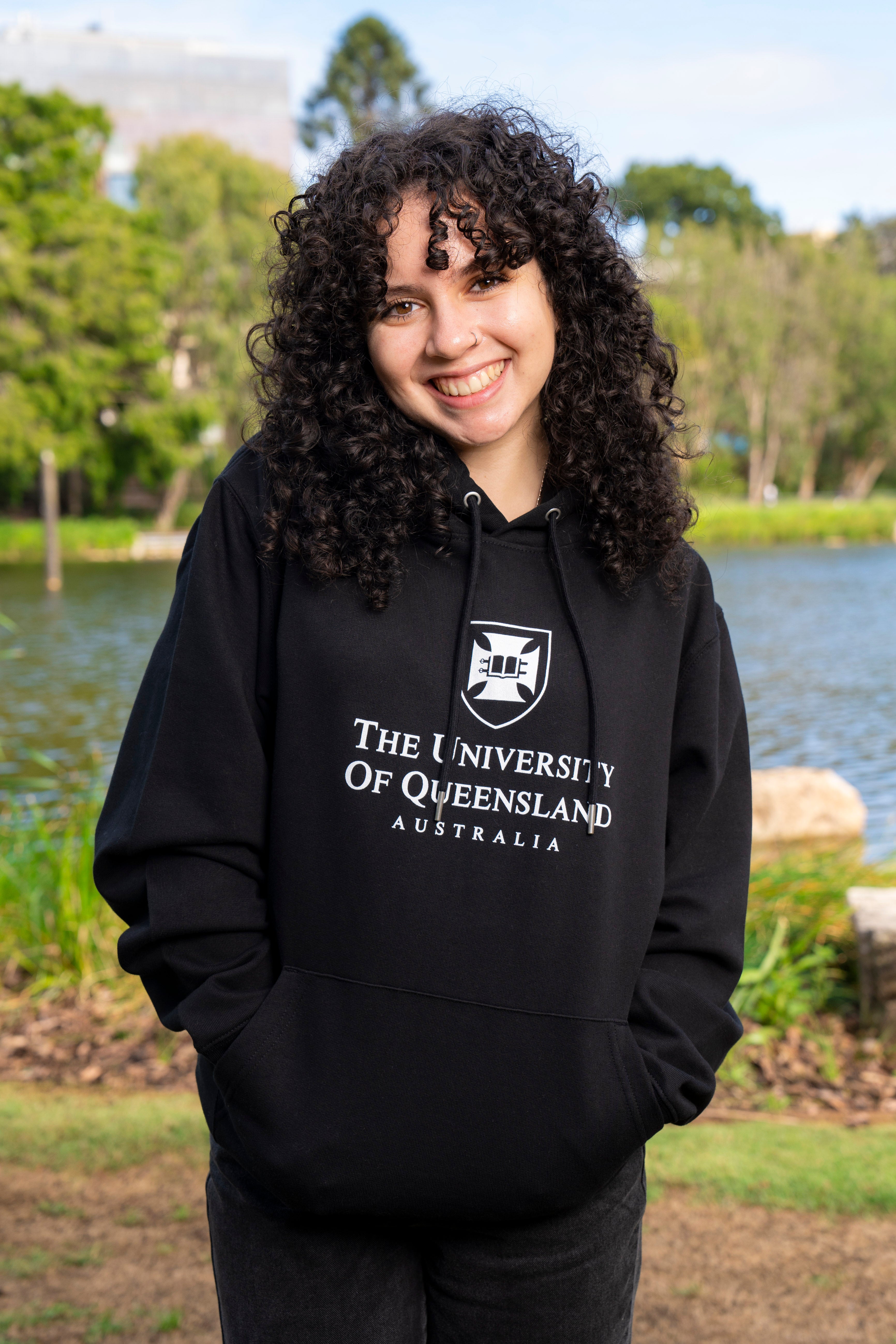 UQ Shield Unisex Hoodie - Black