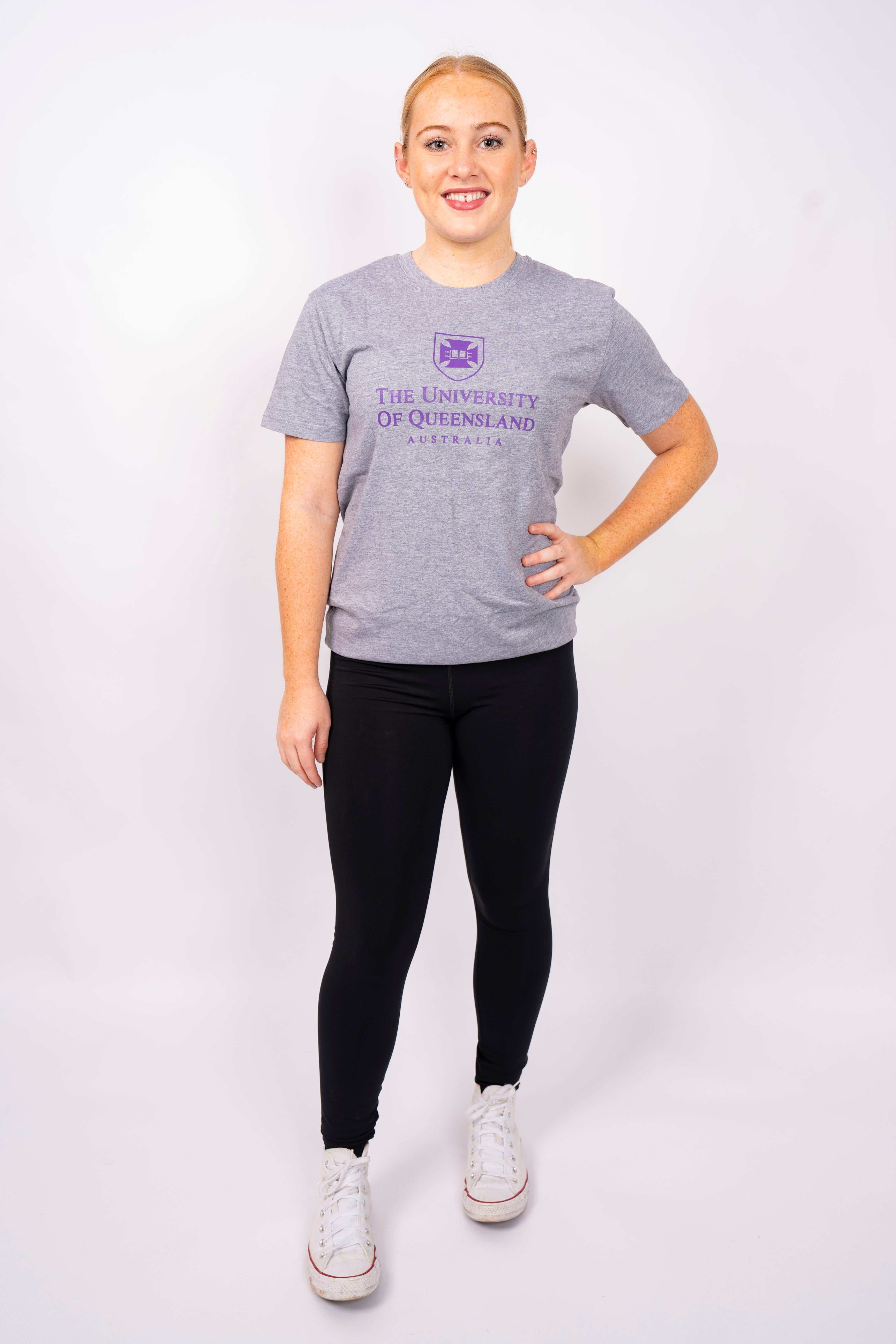 UQ Shield Unisex Tee - Grey/Purple