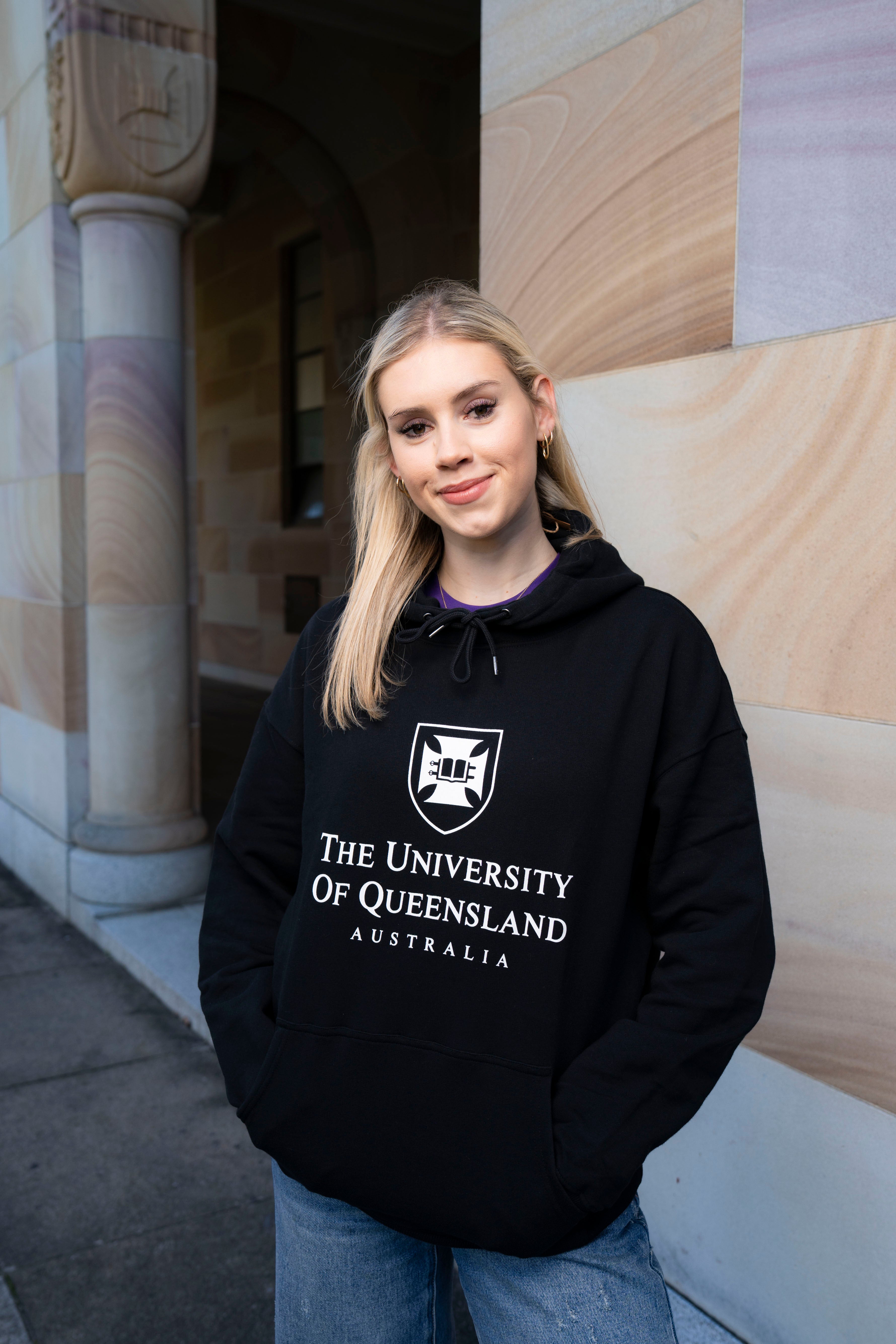 UQ Shield Unisex Hoodie - Black