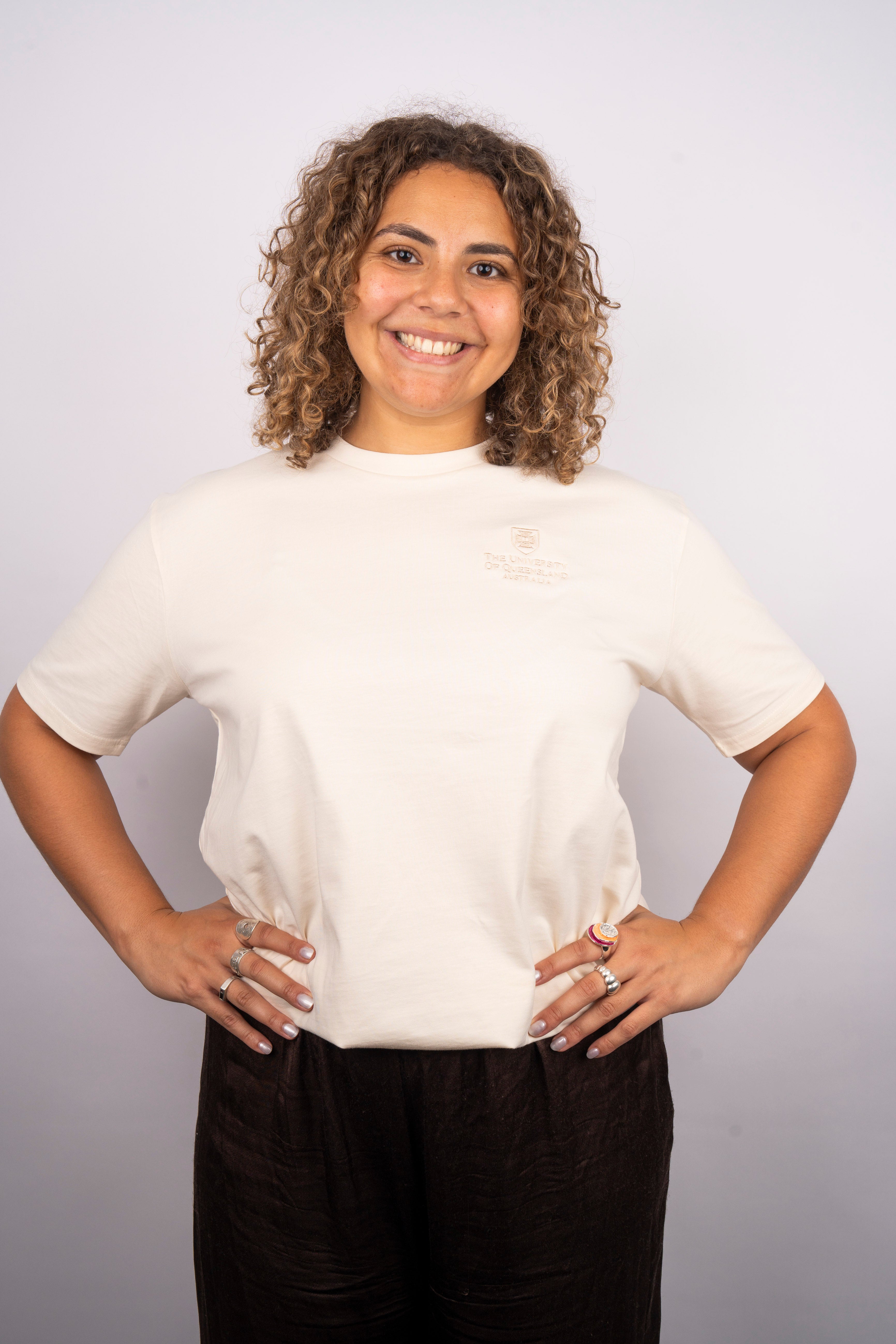 UQ Shield Embroidered Tee - Sandstone