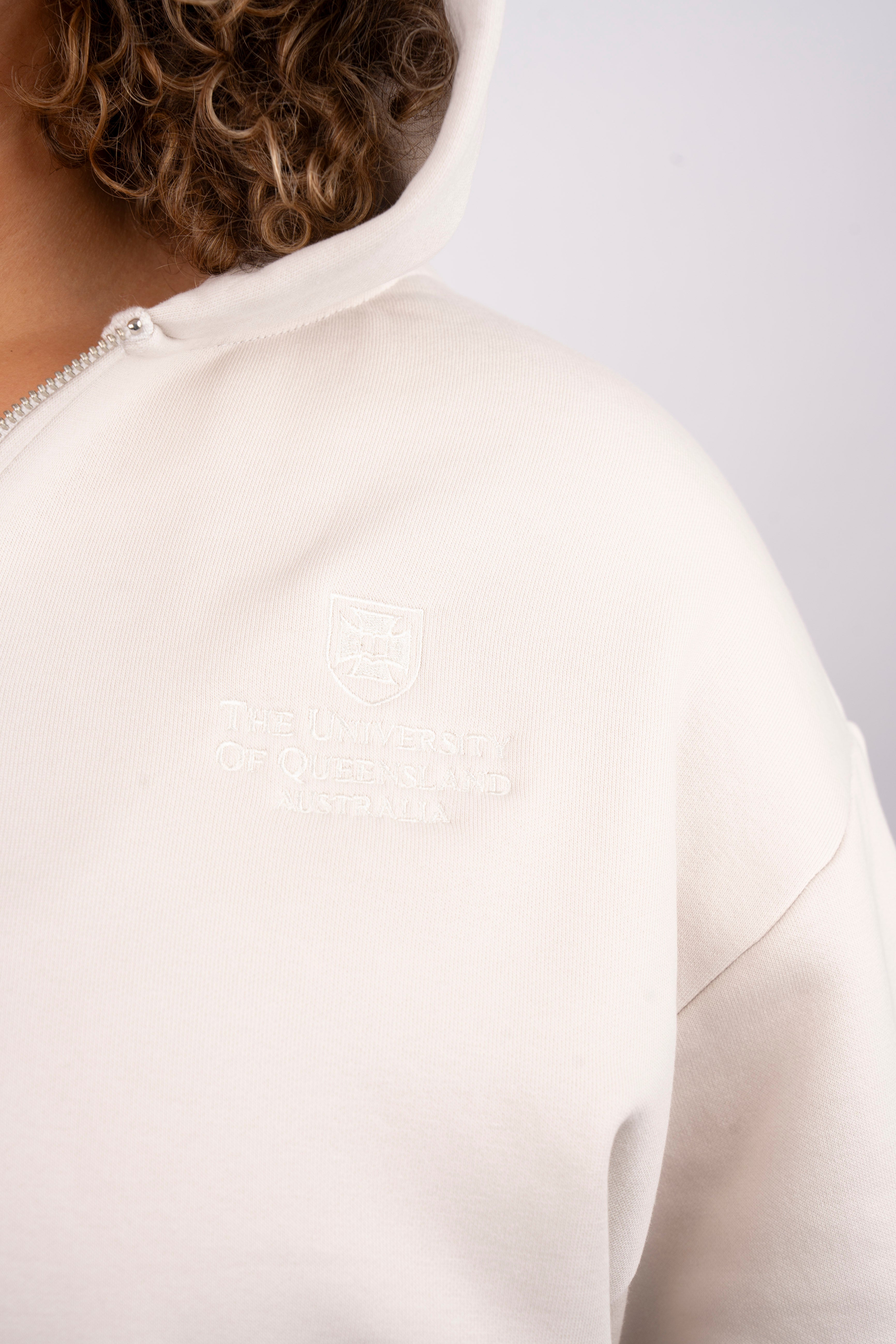 UQ Shield Oversized Zip Through Hoodie - Bone