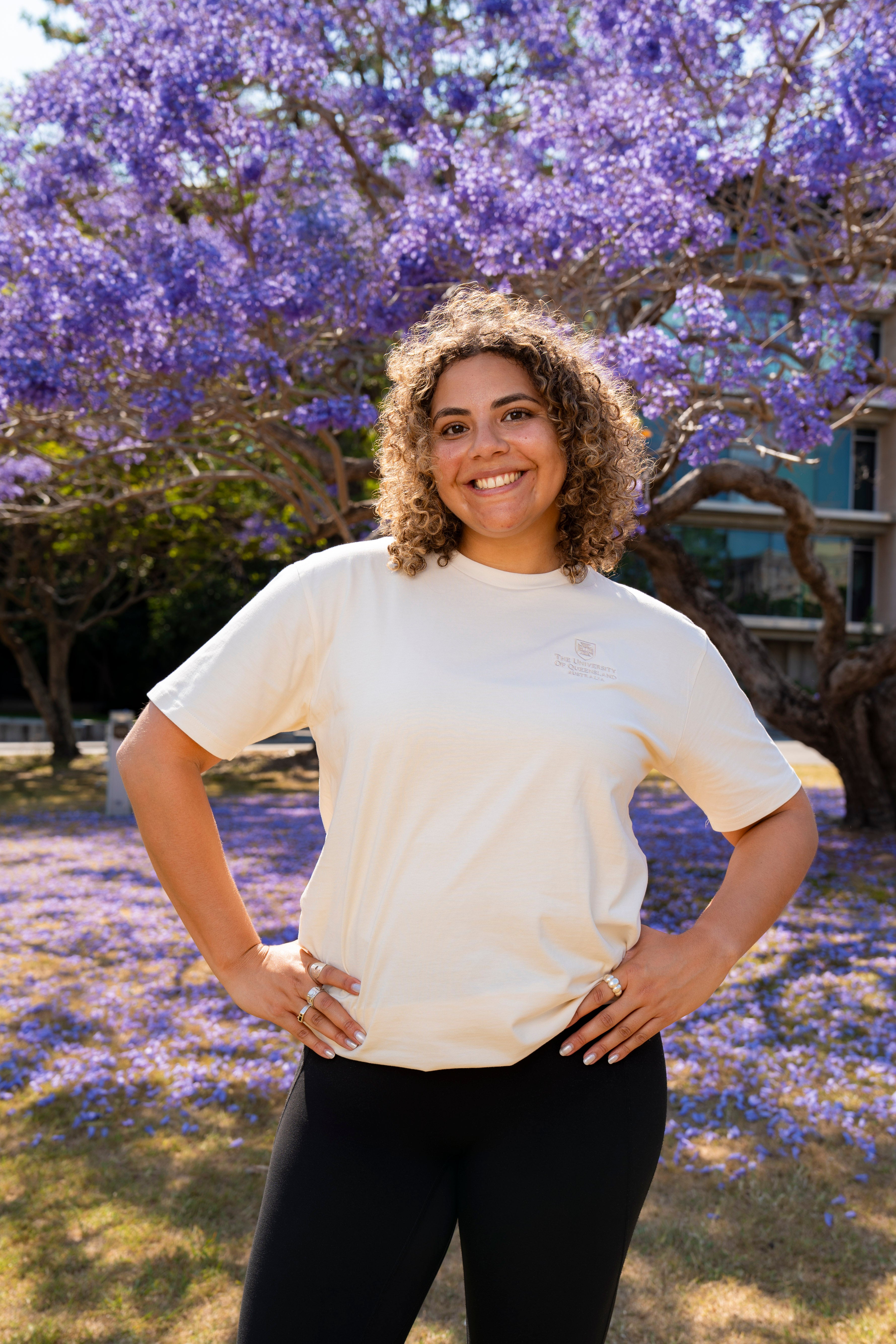 UQ Shield Embroidered Tee - Sandstone