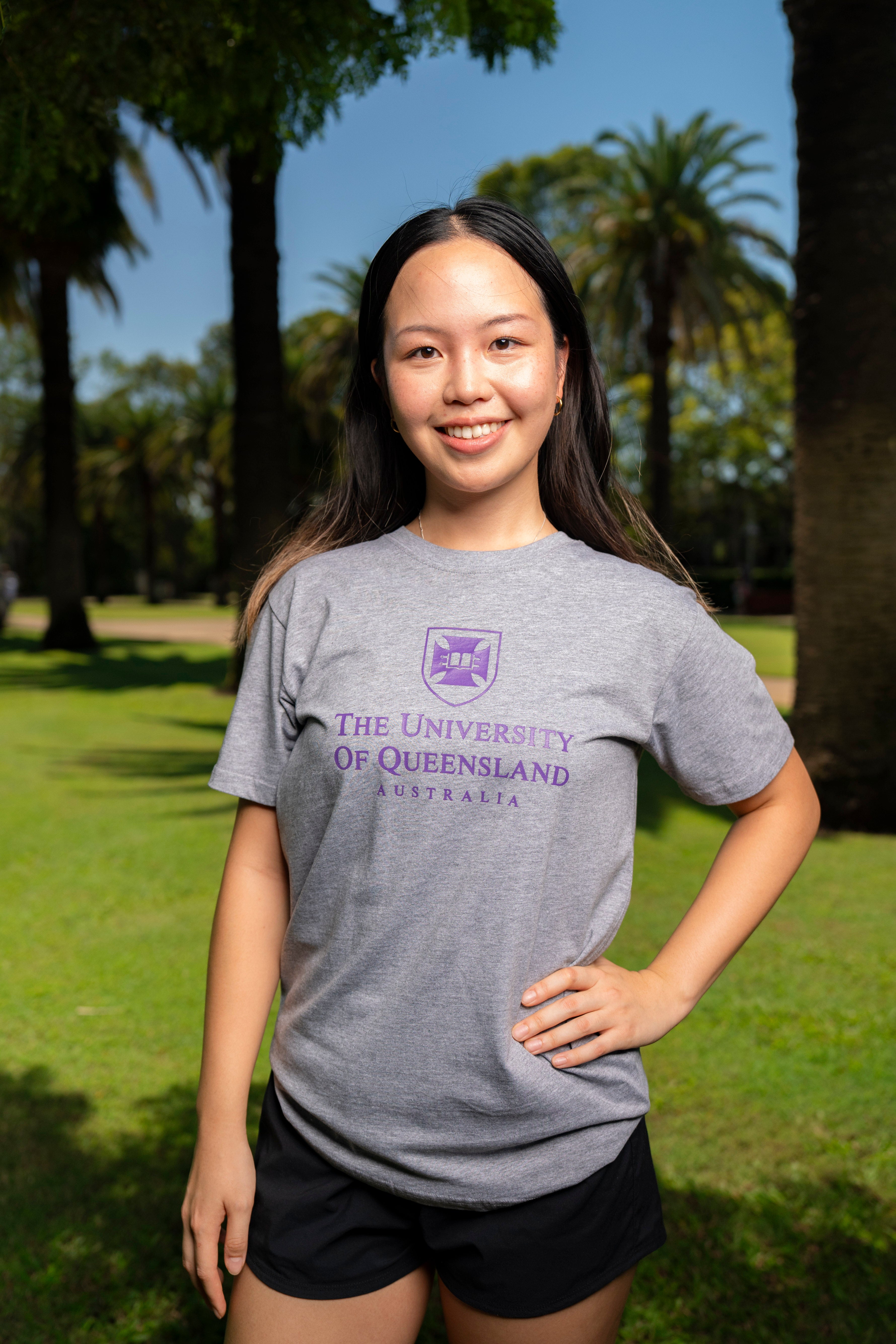 UQ Shield Unisex Tee - Grey/Purple