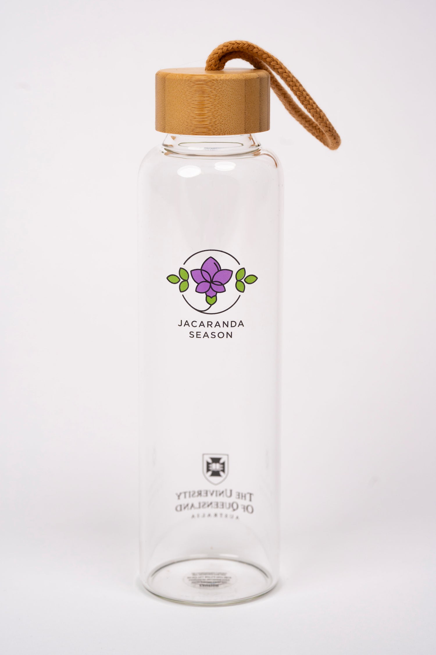 UQ Jacaranda Glass Water Bottle