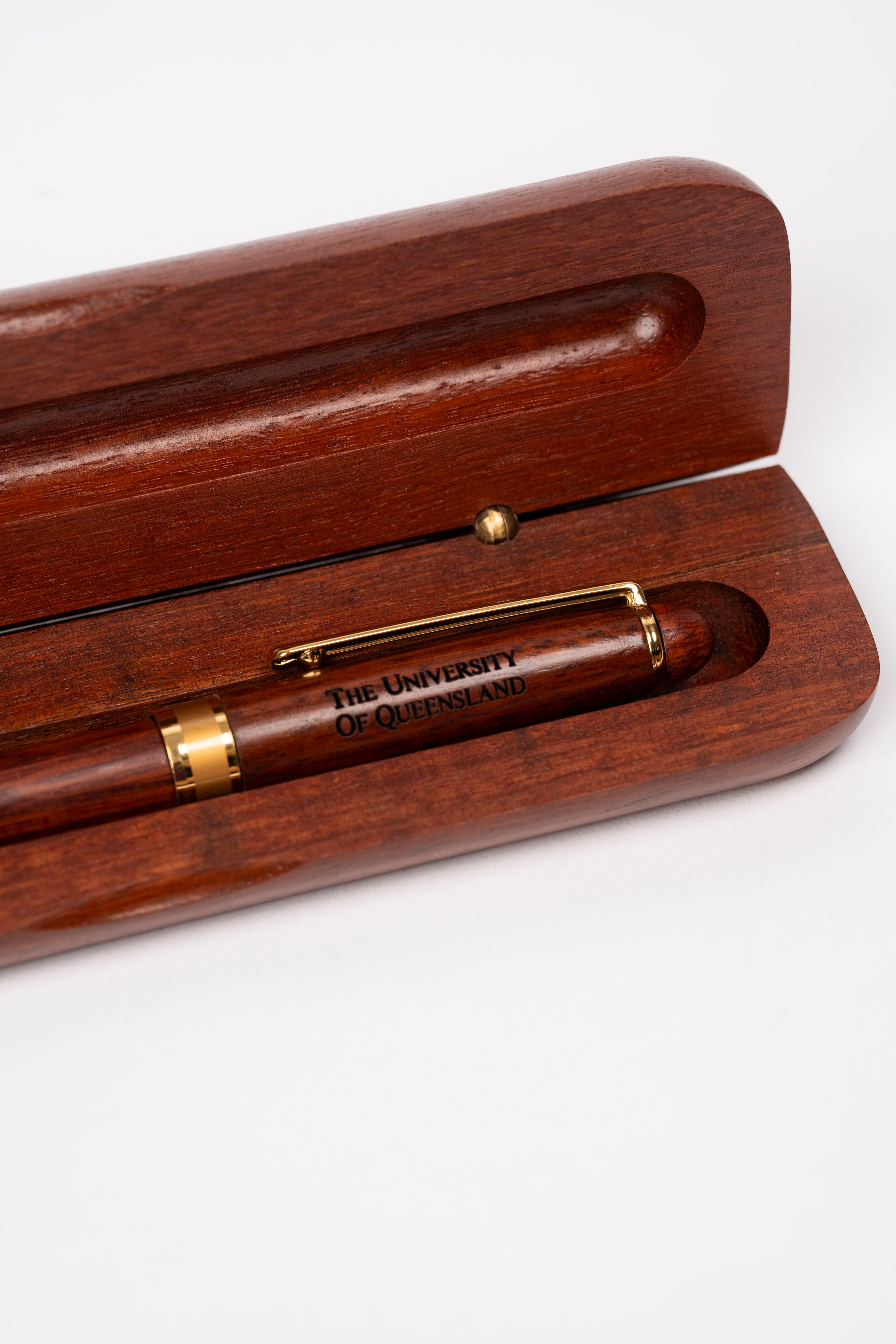 UQ Jarrah Tree Executive Gold Clip Pen and Pen Box