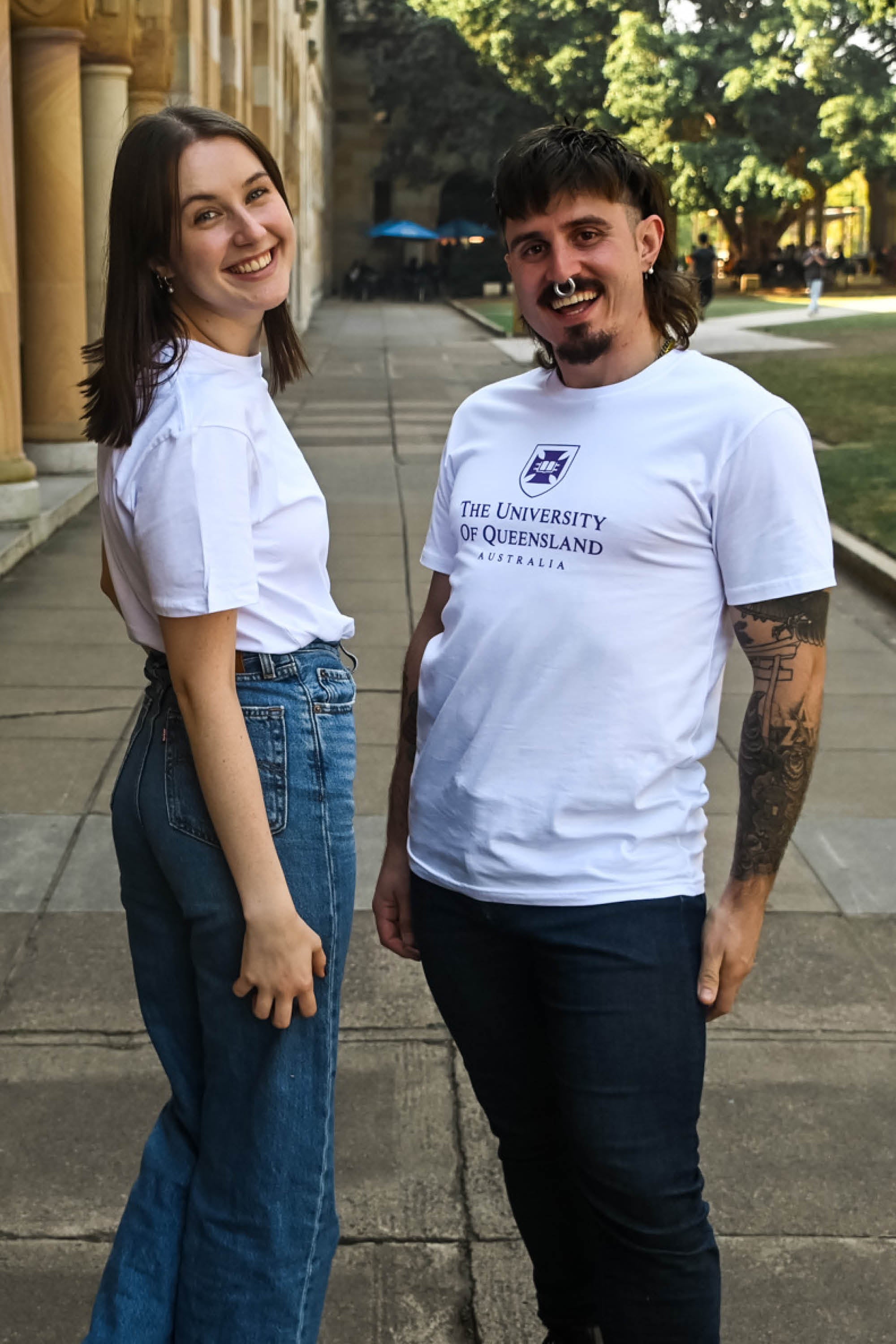 UQ Shield Unisex Tee - White - Big Logo
