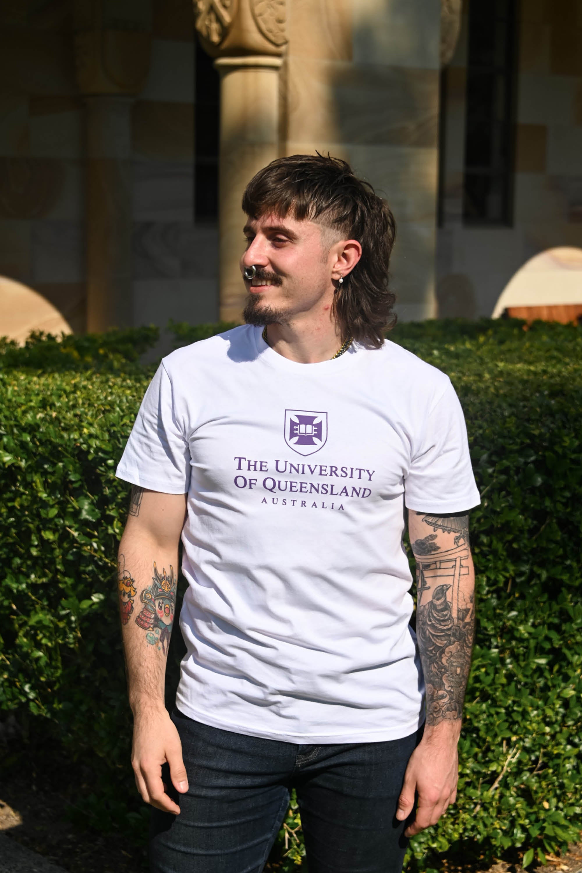UQ Shield Unisex Tee - White - Big Logo
