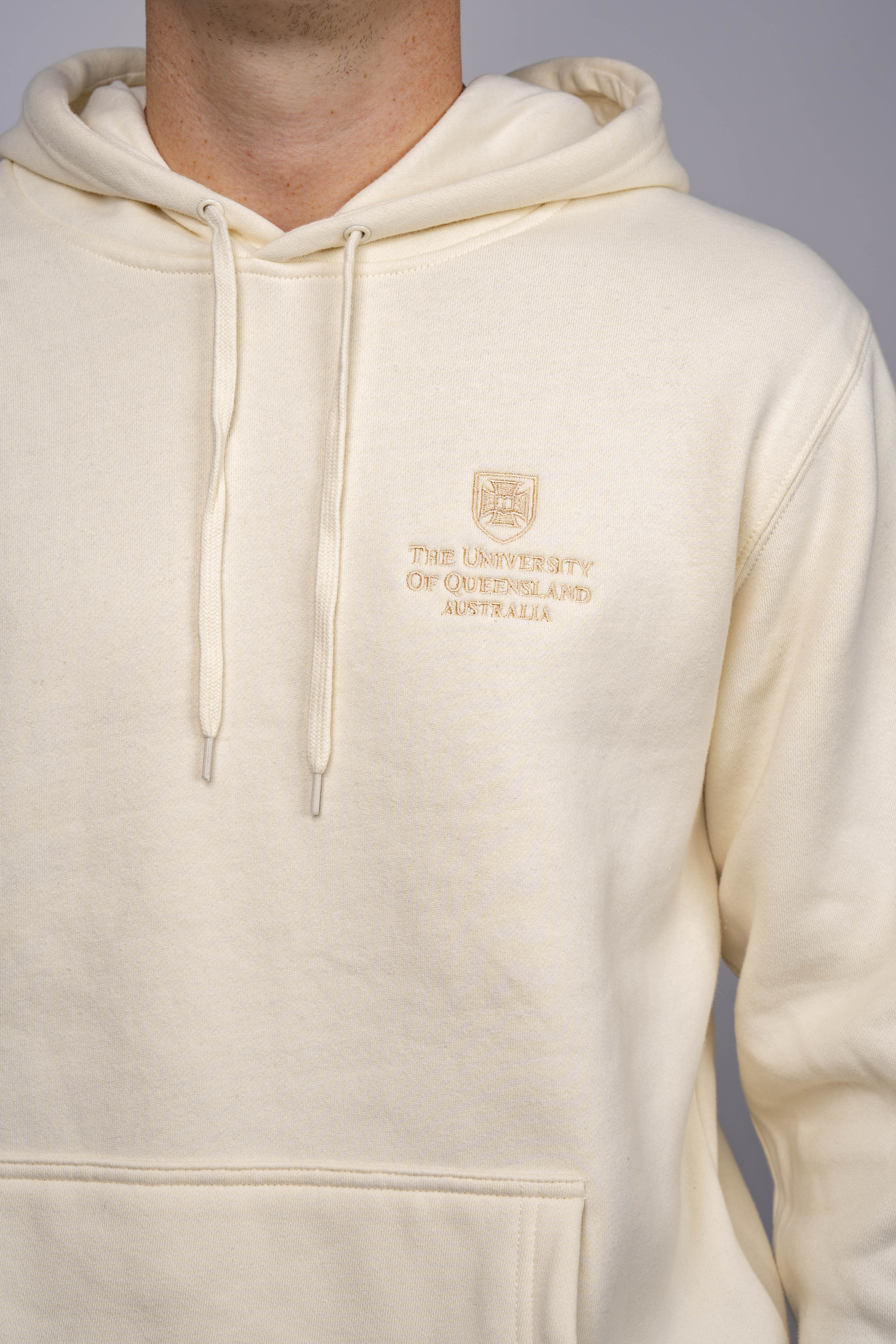 UQ Shield Embroidered Hoodie - Ecru