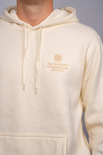 UQ Shield Embroidered Hoodie - Ecru