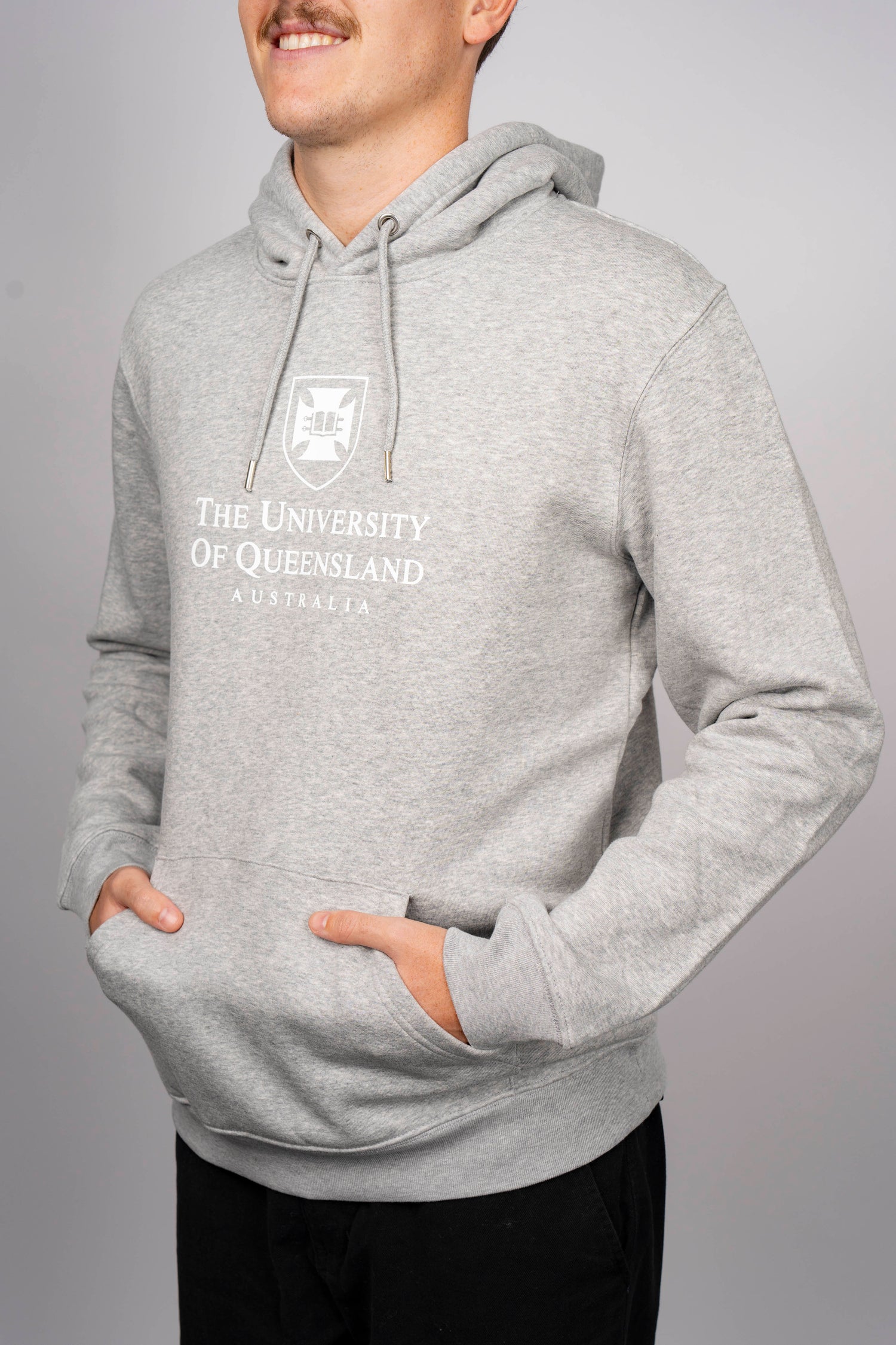UQ Shield Unisex Hoodie - Grey/White