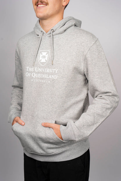 UQ Shield Unisex Hoodie - Grey/White