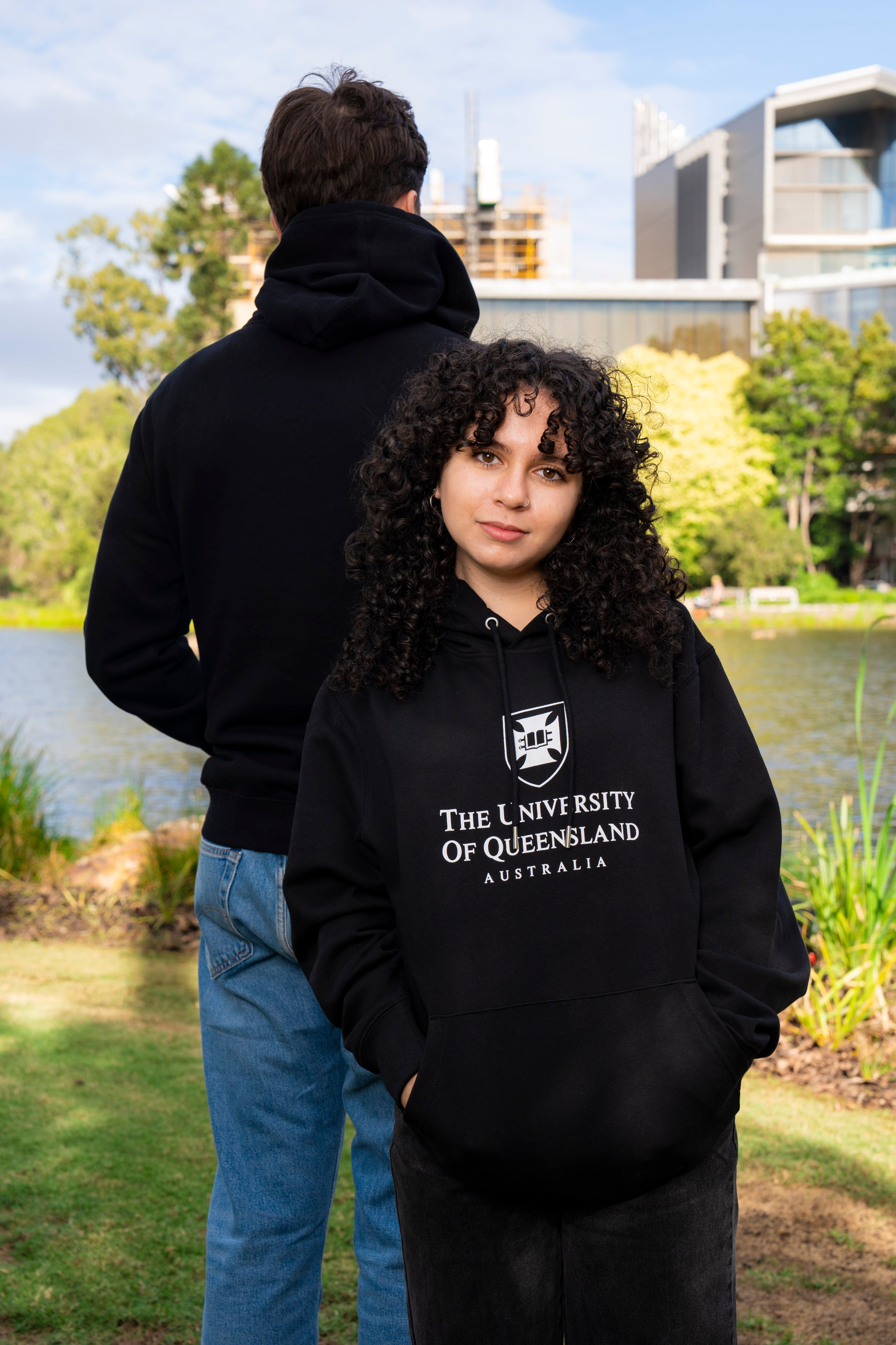 UQ Shield Unisex Hoodie - Black