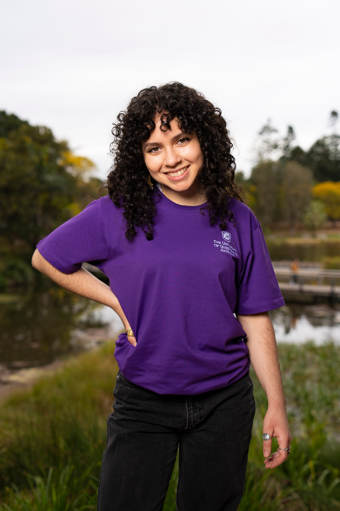 UQ Shield Embroidered Tee - Purple