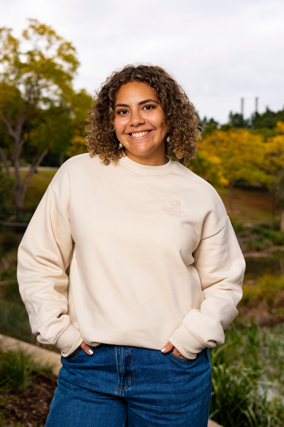 UQ Shield Embroidered Sweater - Ecru