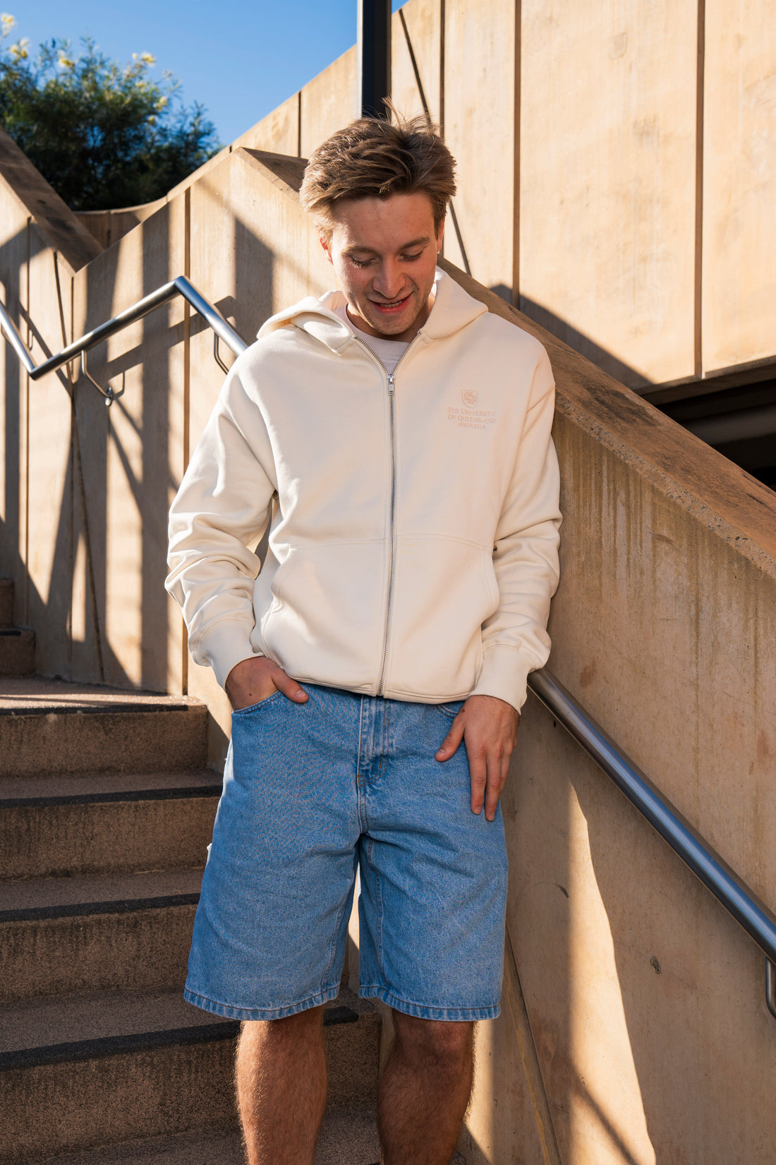 UQ Shield Oversized Zip Through Hoodie - Ecru