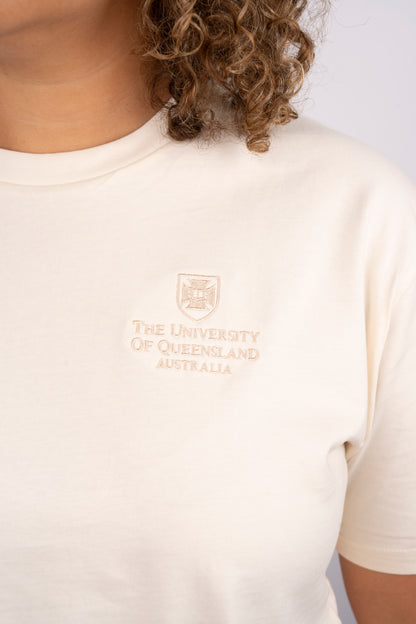 UQ Shield Embroidered Tee - Sandstone
