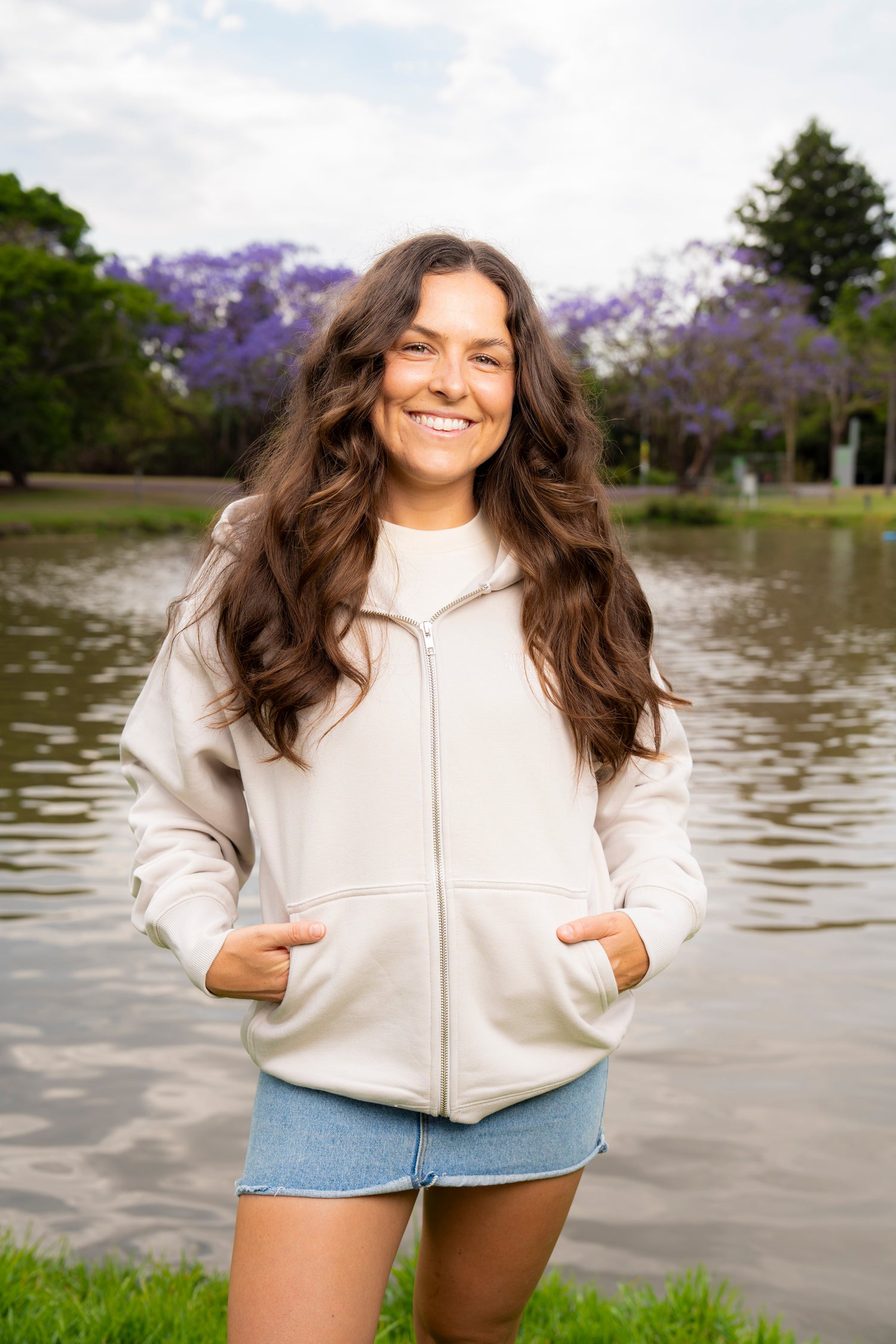 UQ Shield Oversized Zip Through Hoodie - Bone
