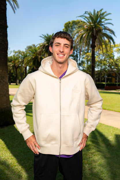 UQ Shield Oversized Zip Through Hoodie - Ecru