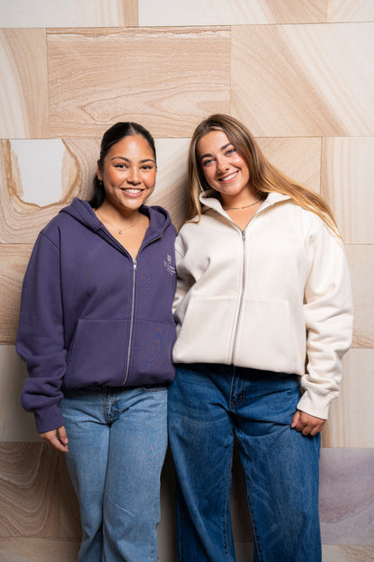 UQ Shield Oversized Zip Through Hoodie - Purple