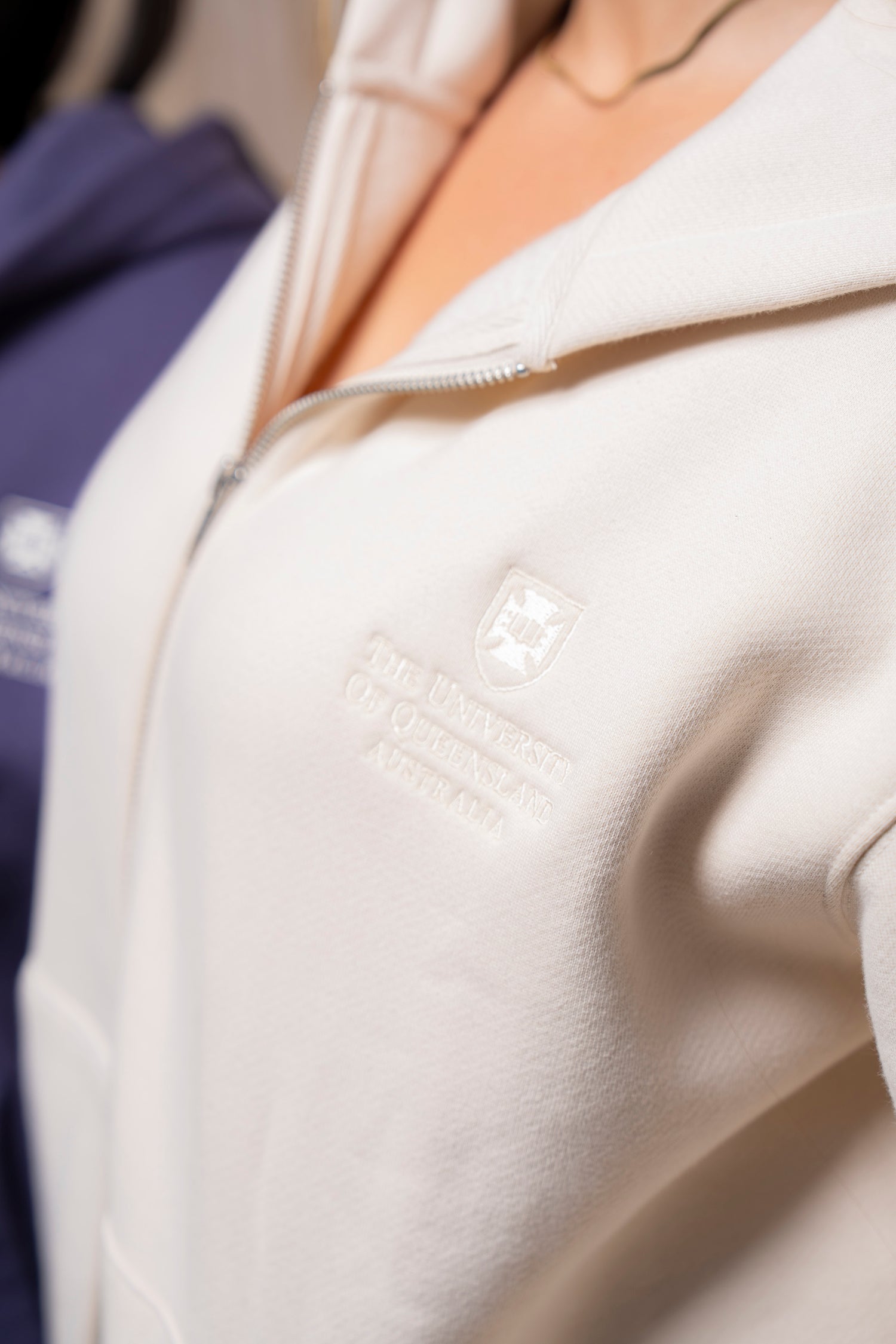 UQ Shield Oversized Zip Through Hoodie - Ecru