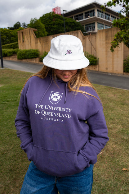 UQ Jacaranda Corduroy Bucket Hat - White