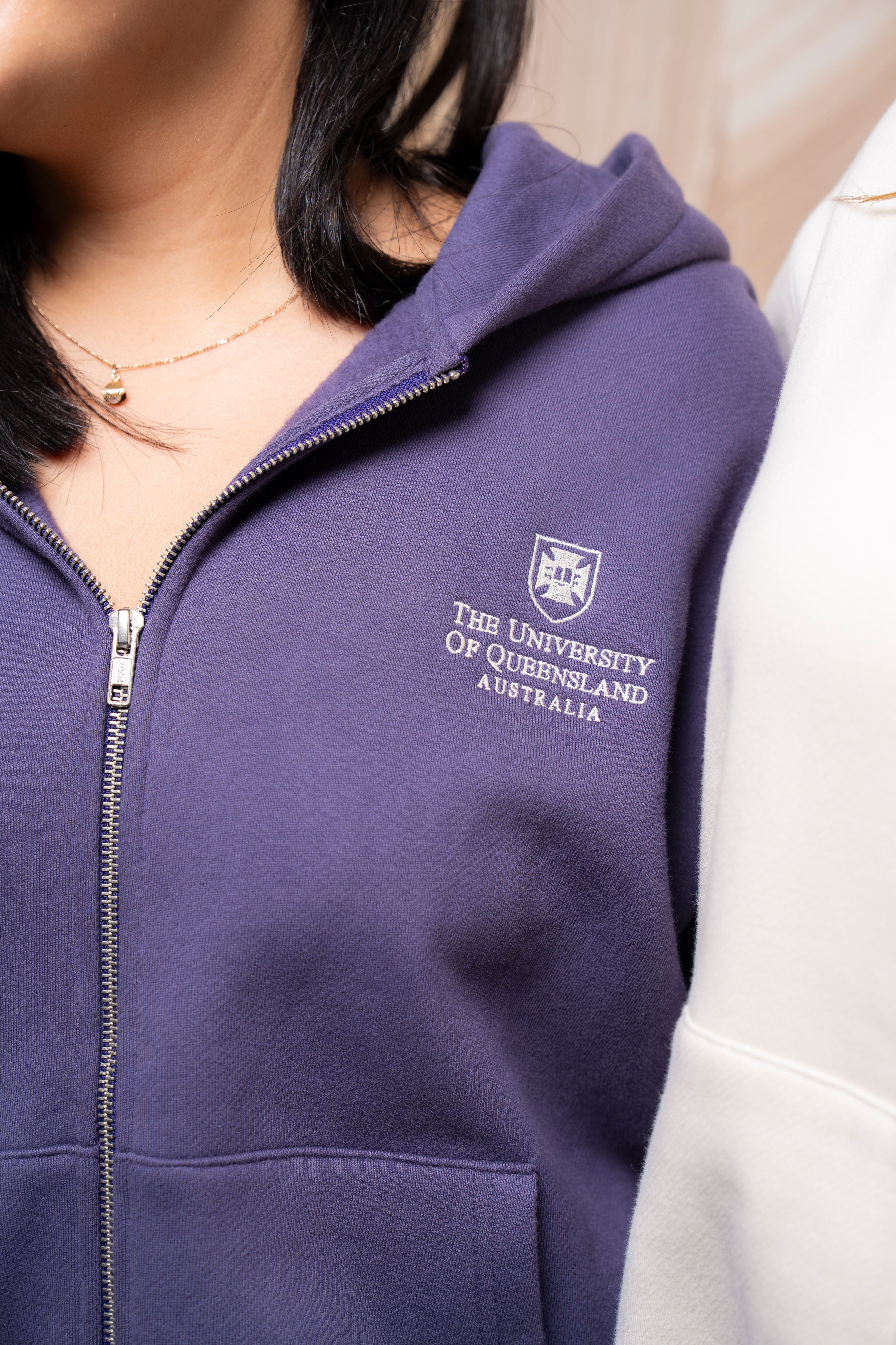 UQ Shield Oversized Zip Through Hoodie - Purple