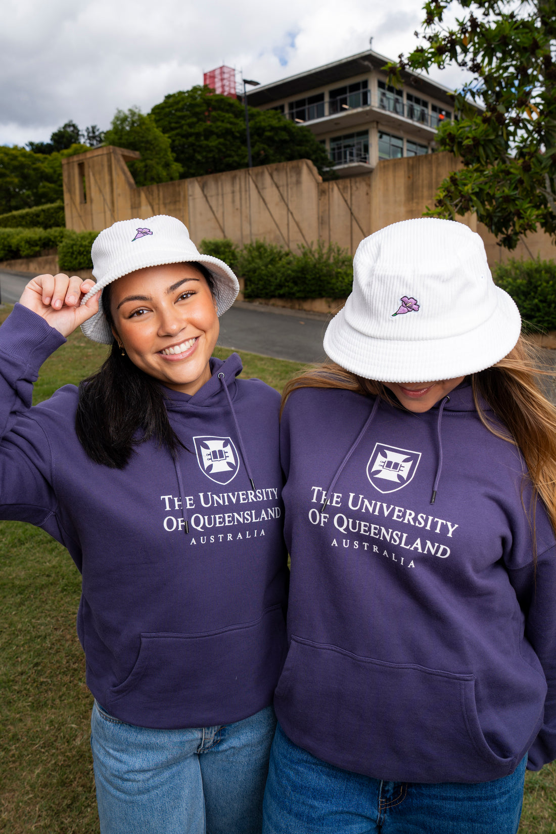 UQ Jacaranda Corduroy Bucket Hat - White