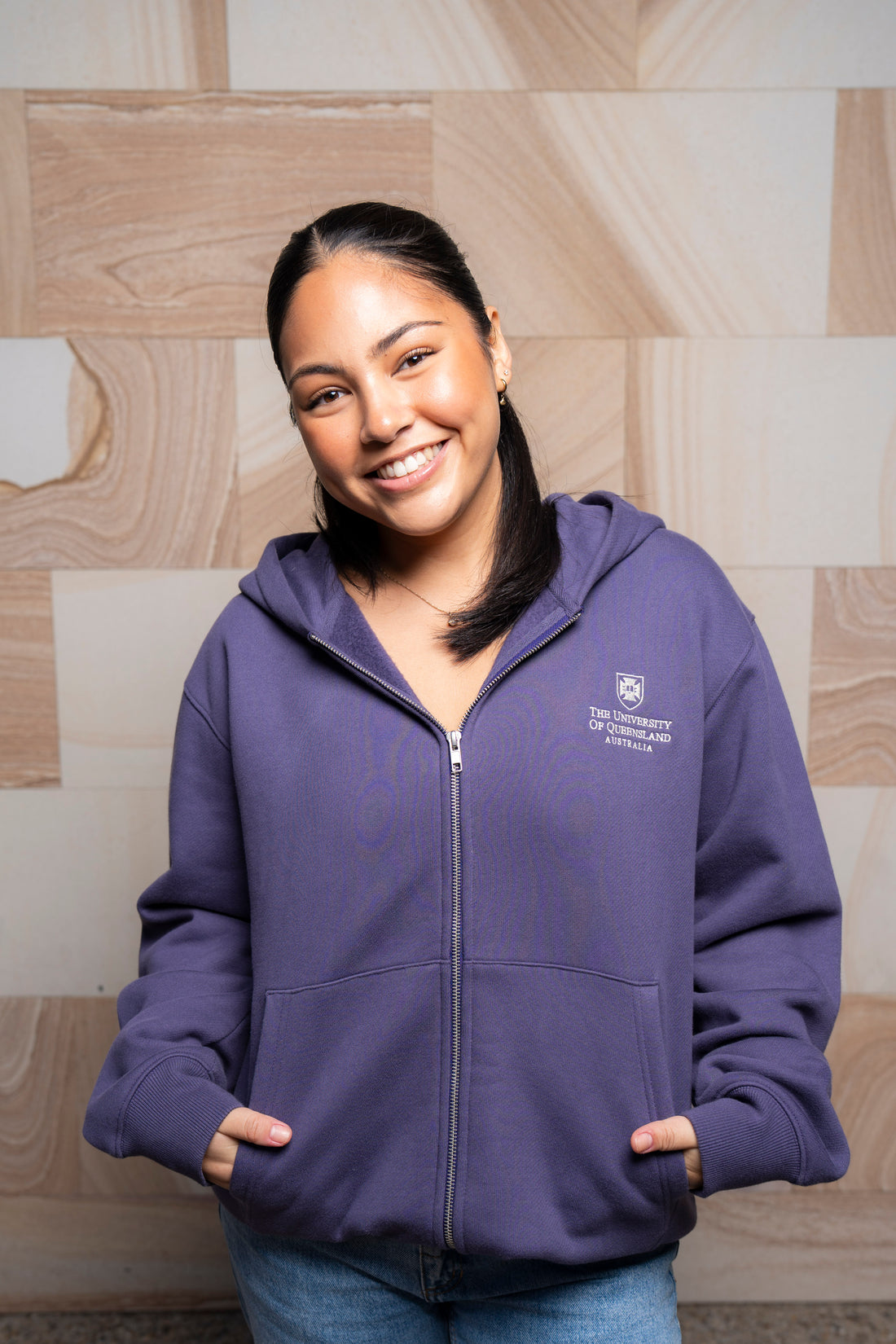 UQ Shield Oversized Zip Through Hoodie - Purple
