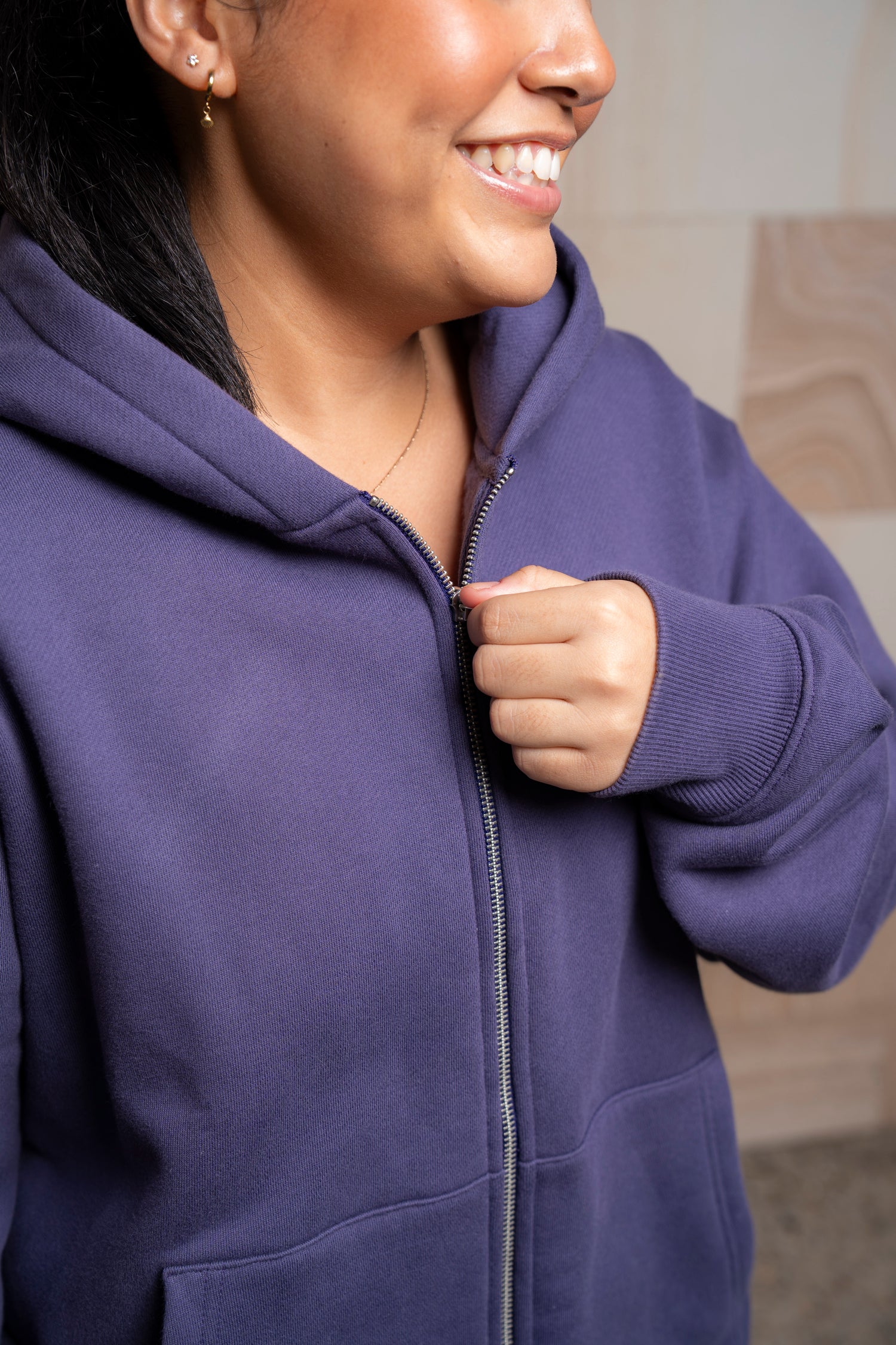 UQ Shield Oversized Zip Through Hoodie - Purple