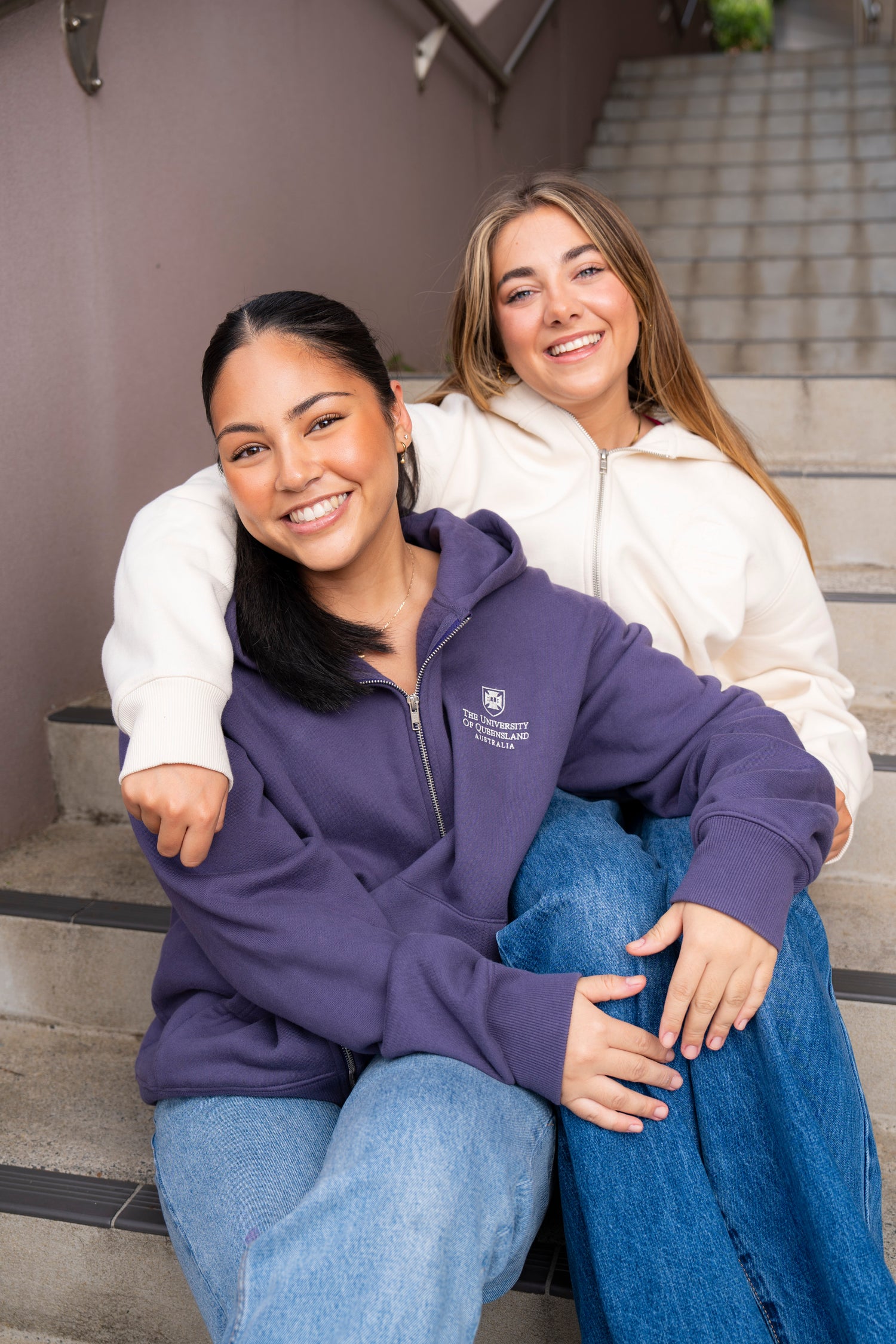 UQ Shield Oversized Zip Through Hoodie - Purple