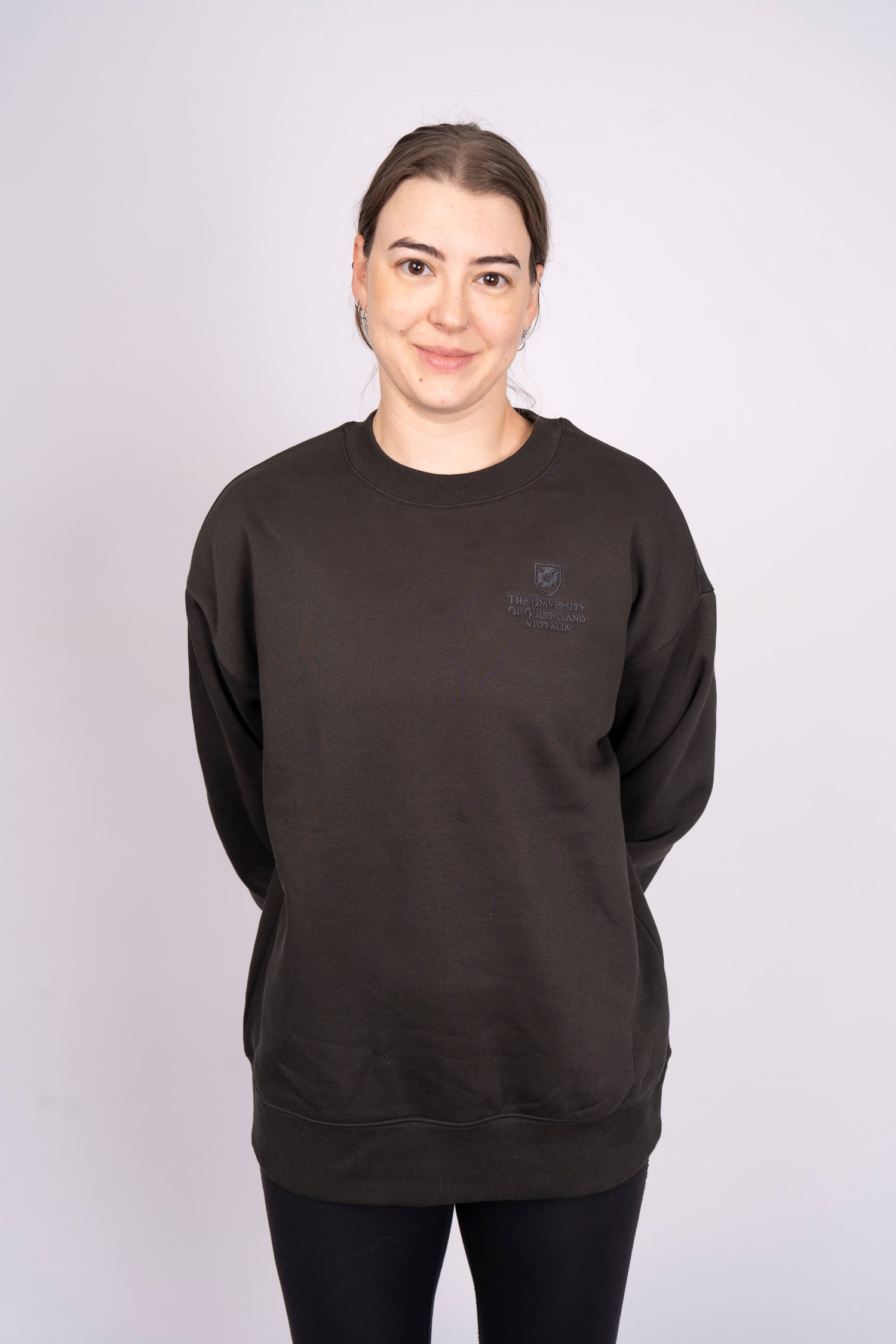 UQ Shield Embroidered Sweater - Charcoal