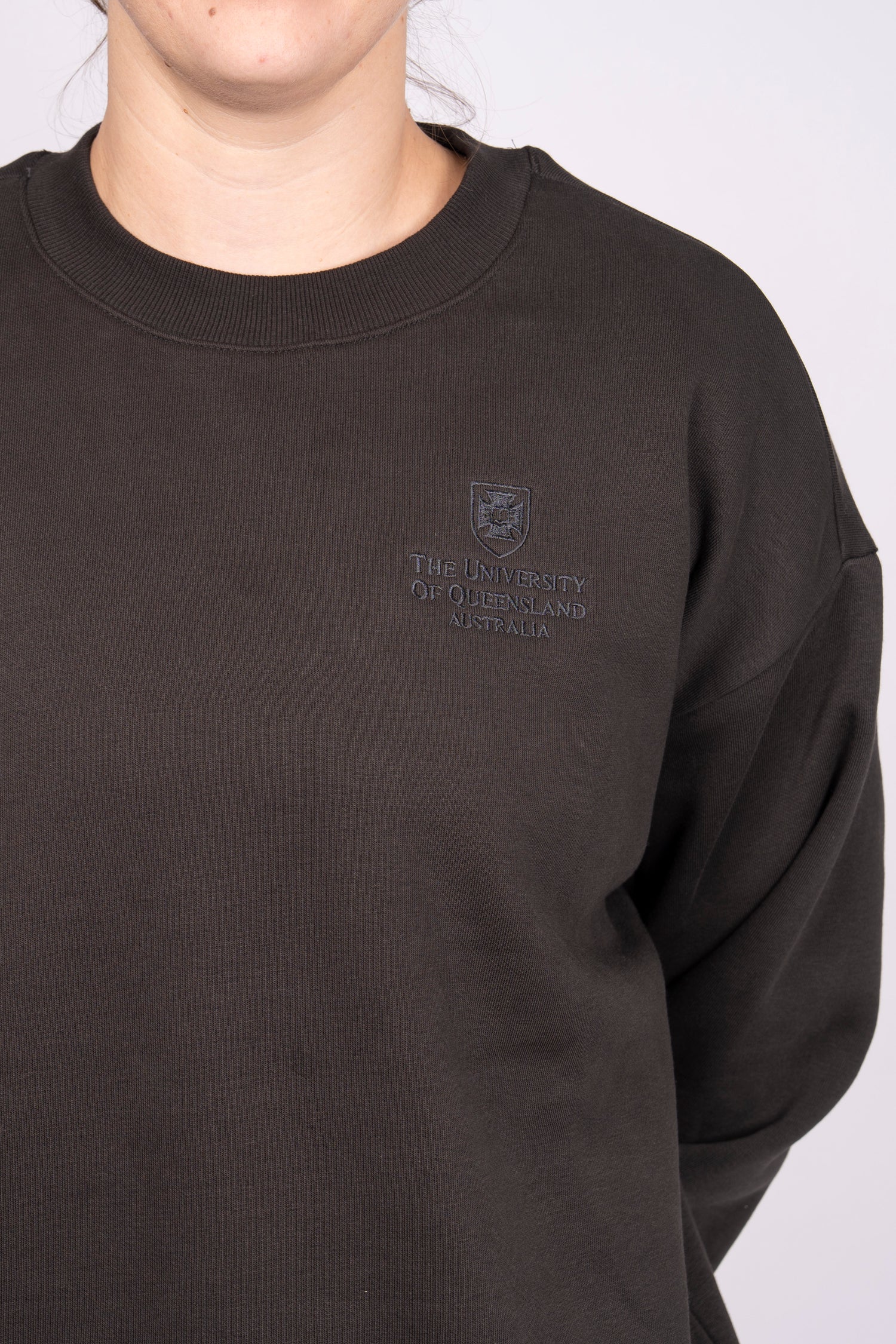UQ Shield Embroidered Sweater - Charcoal