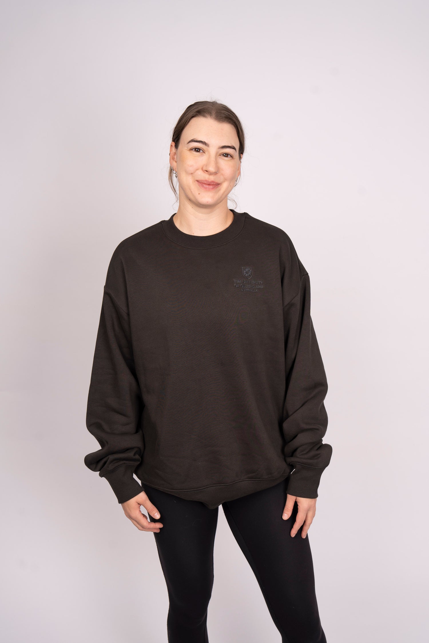 UQ Shield Embroidered Sweater - Charcoal
