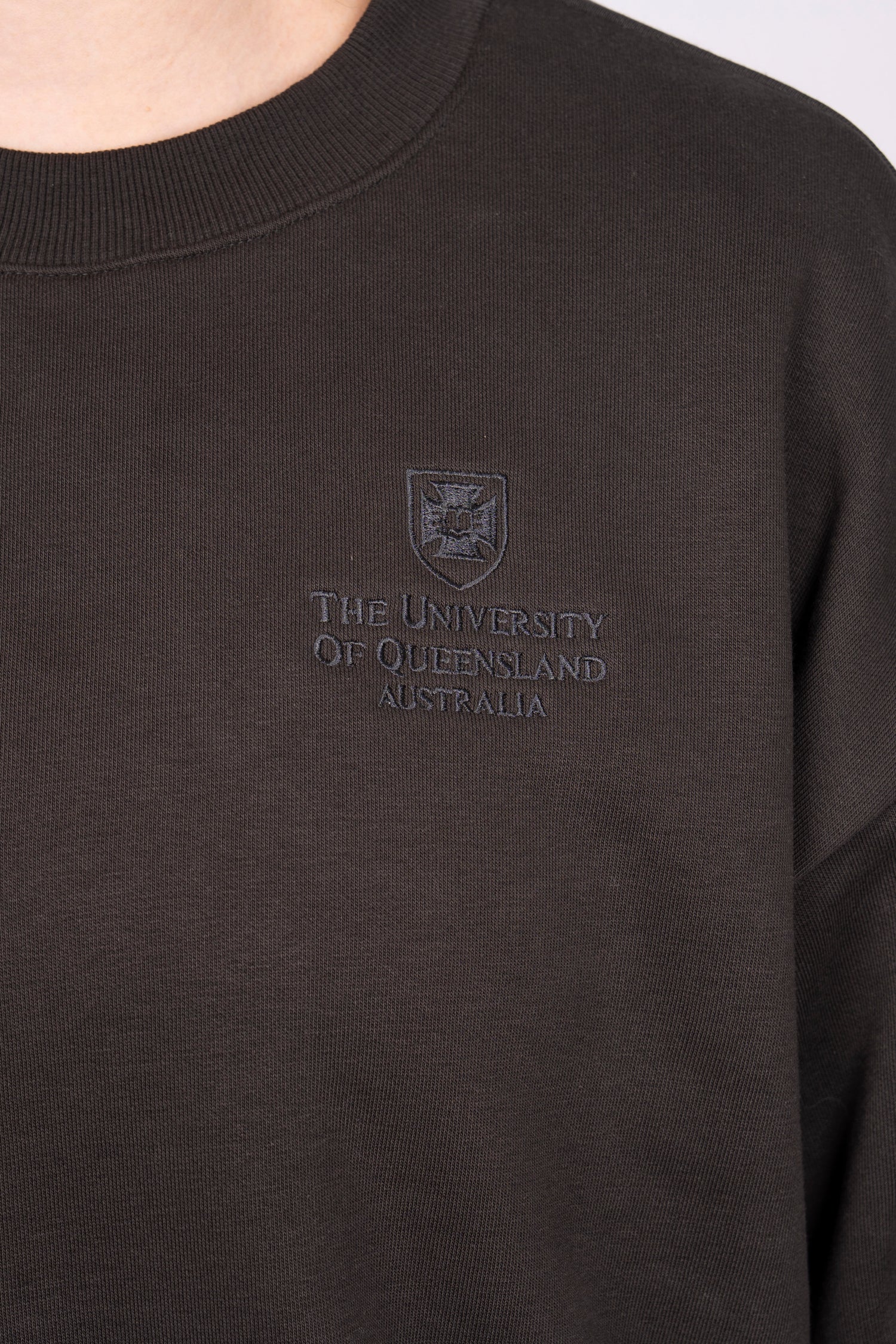 UQ Shield Embroidered Sweater - Charcoal