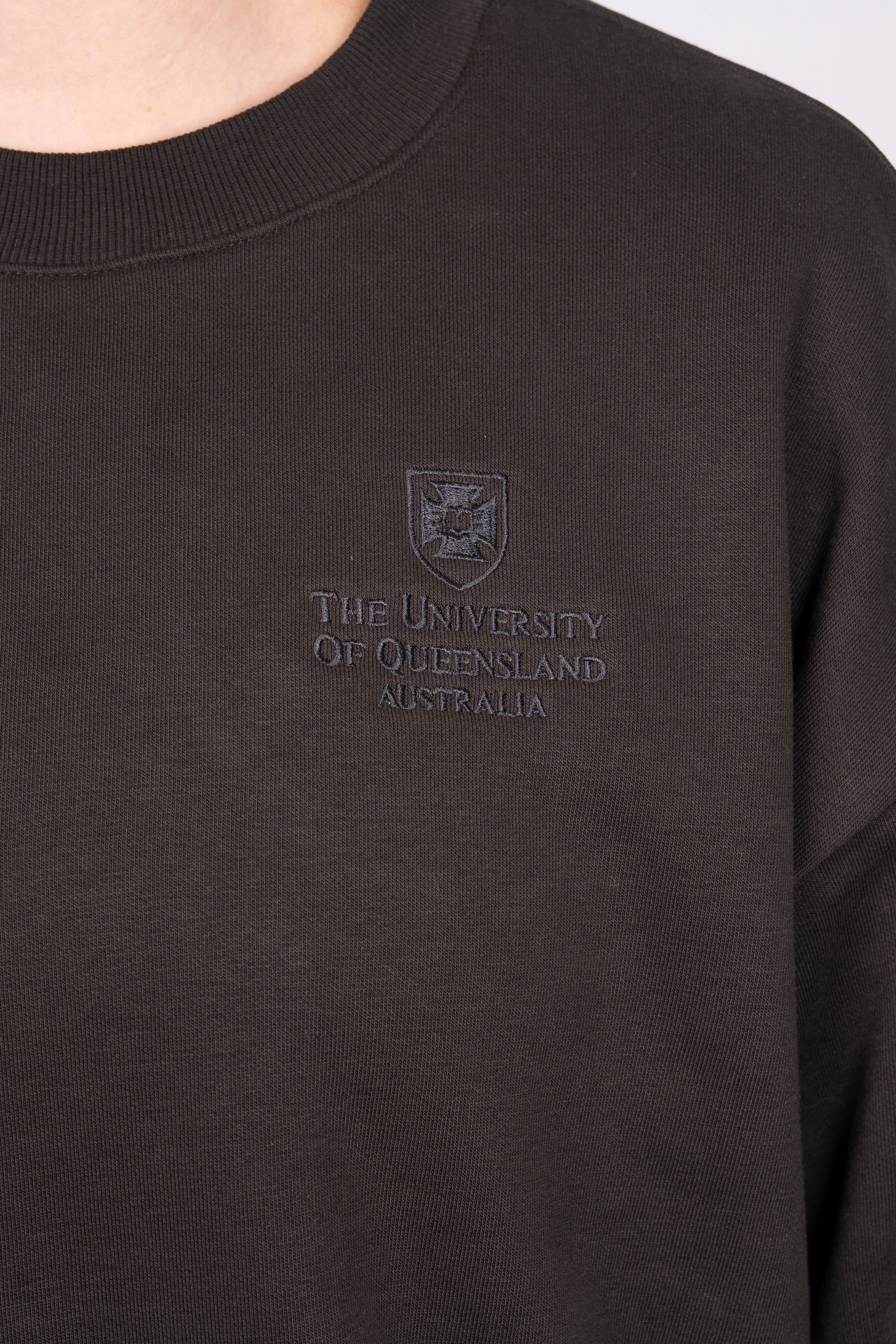 UQ Shield Embroidered Sweater - Charcoal