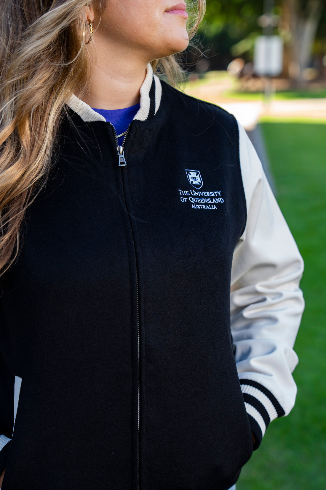 UQ Shield Varsity Jacket - Black