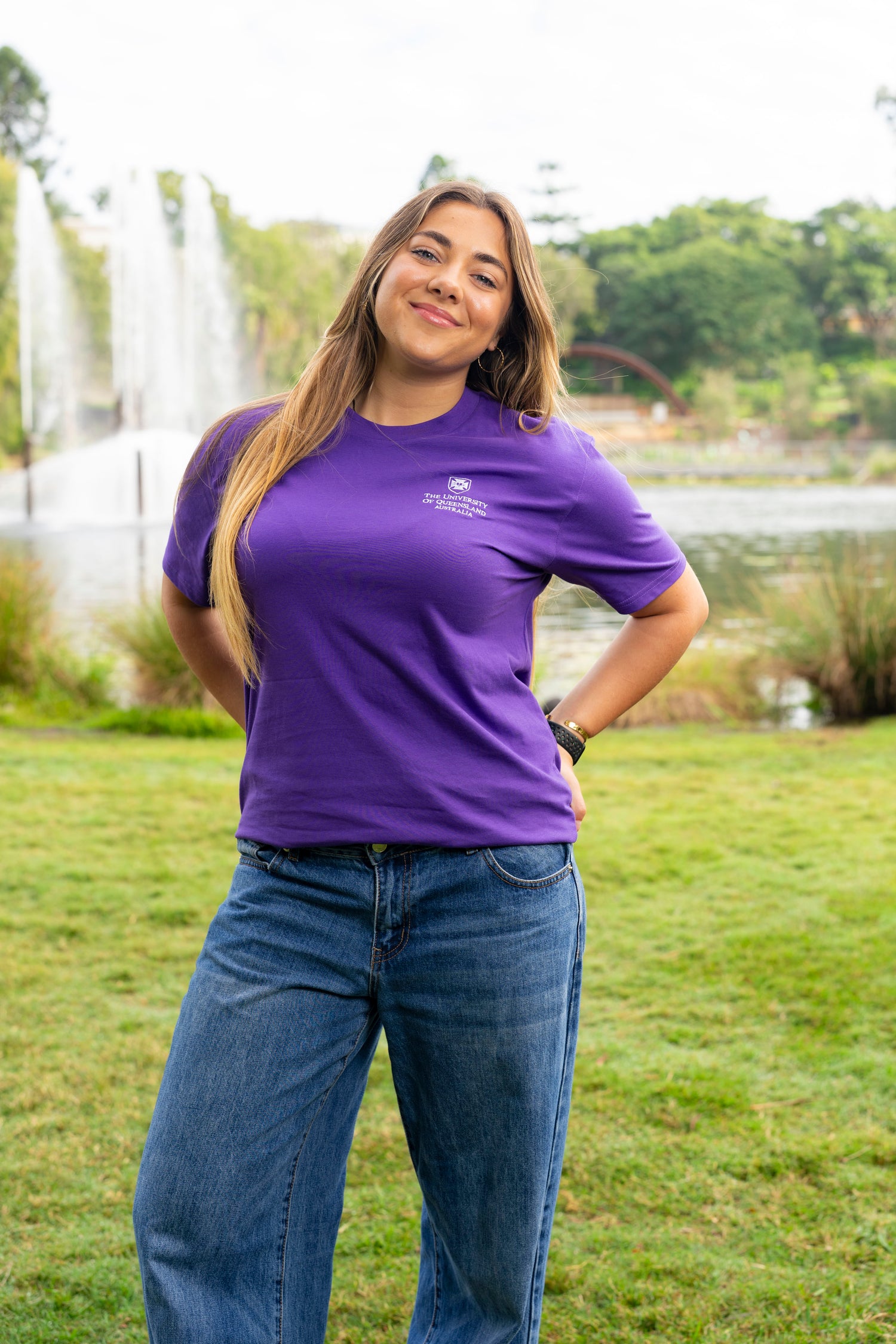 UQ Shield Embroidered Tee - Purple