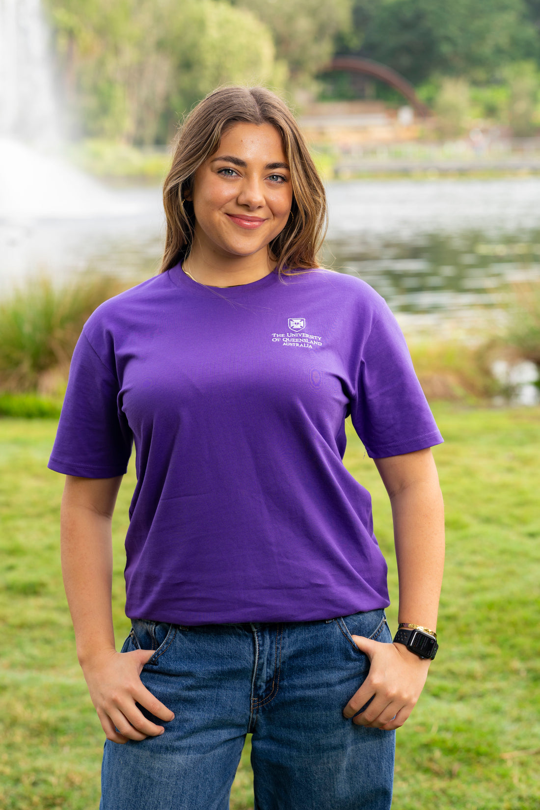 UQ Shield Embroidered Tee - Purple