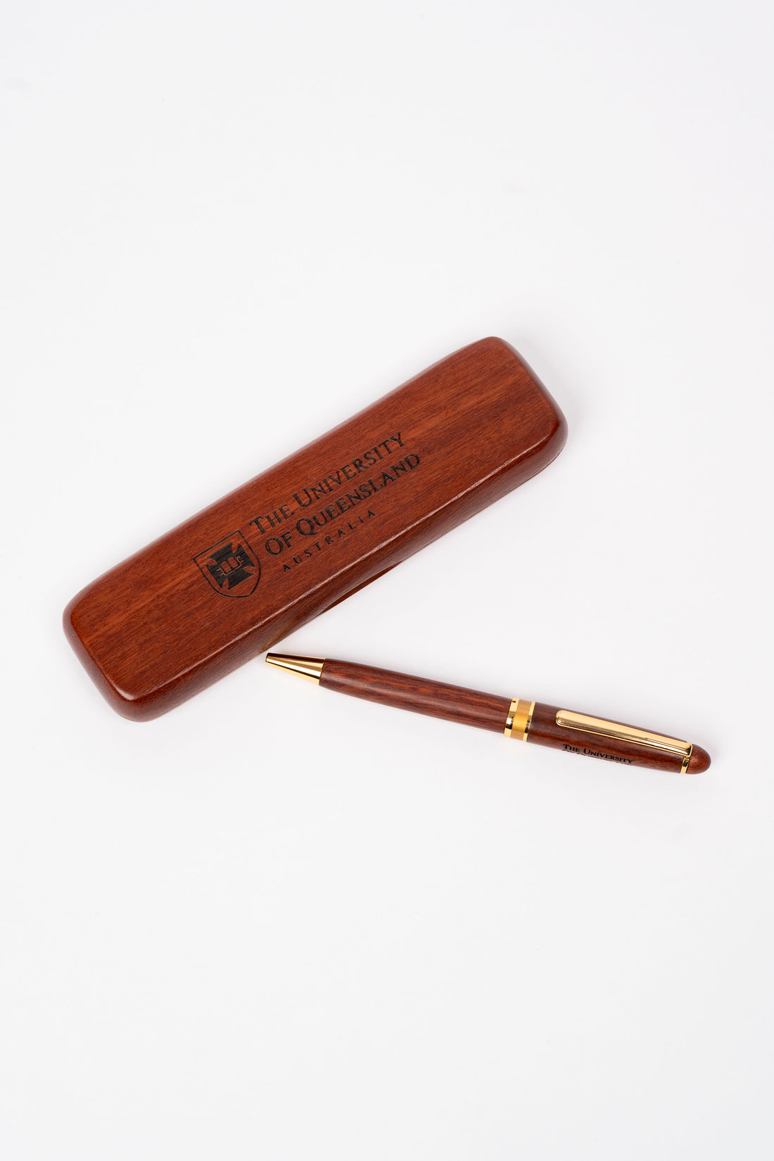 UQ Jarrah Tree Executive Gold Clip Pen and Pen Box