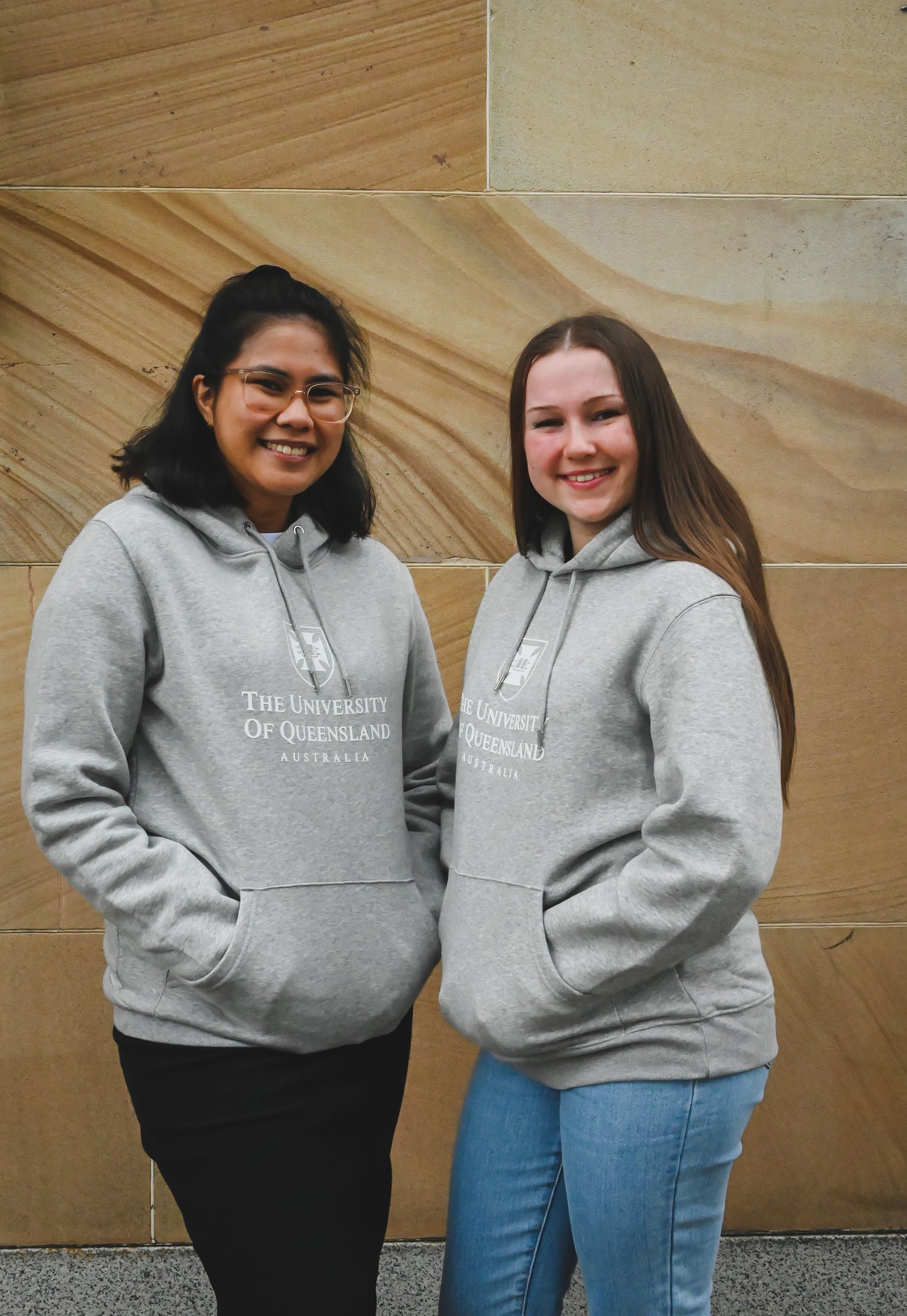 UQ Shield Unisex Hoodie - Grey/White - Big Logo